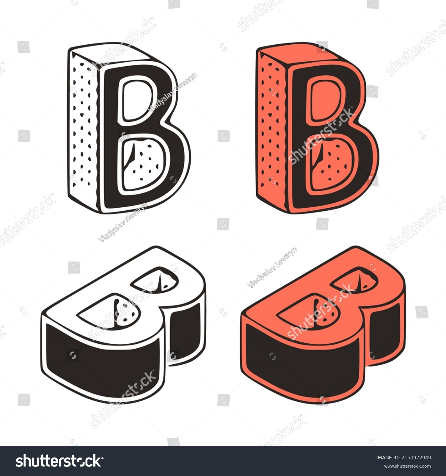 Isometric Letter B Doodle Vector Illustration Stock Vector (Royalty ...