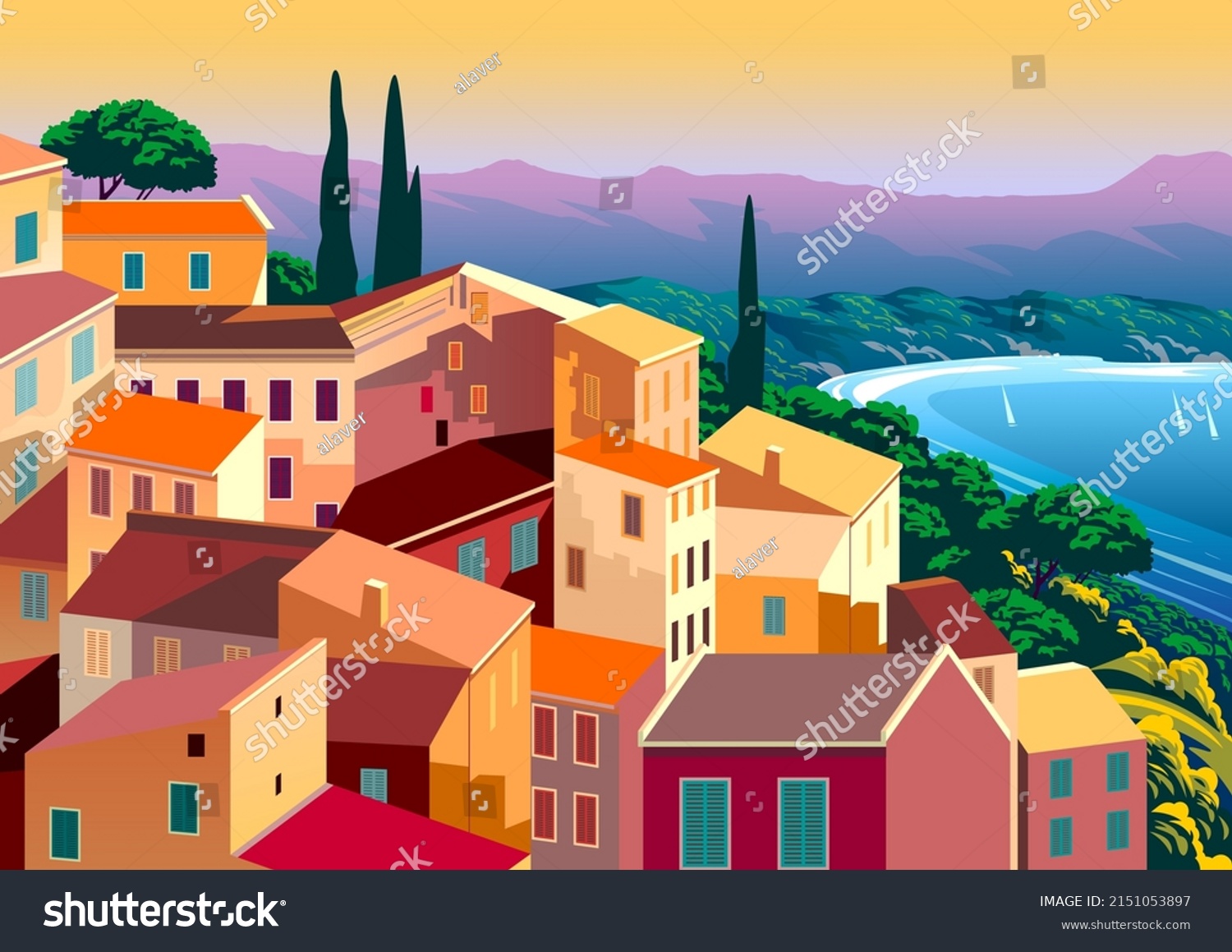 8,888 Drawing Landscape Mediterranean Images, Stock Photos & Vectors ...