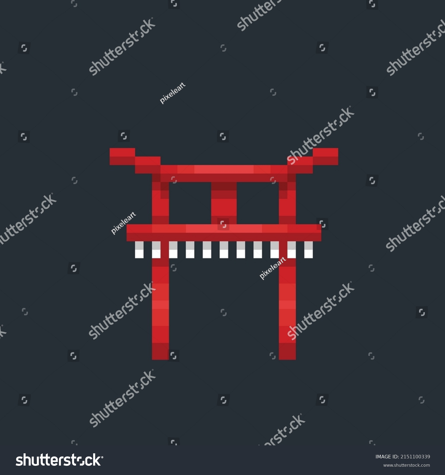 Japanese Typical Gate Pixel Art Style เวกเตอร์สต็อก (ปลอดค่าลิขสิทธิ์