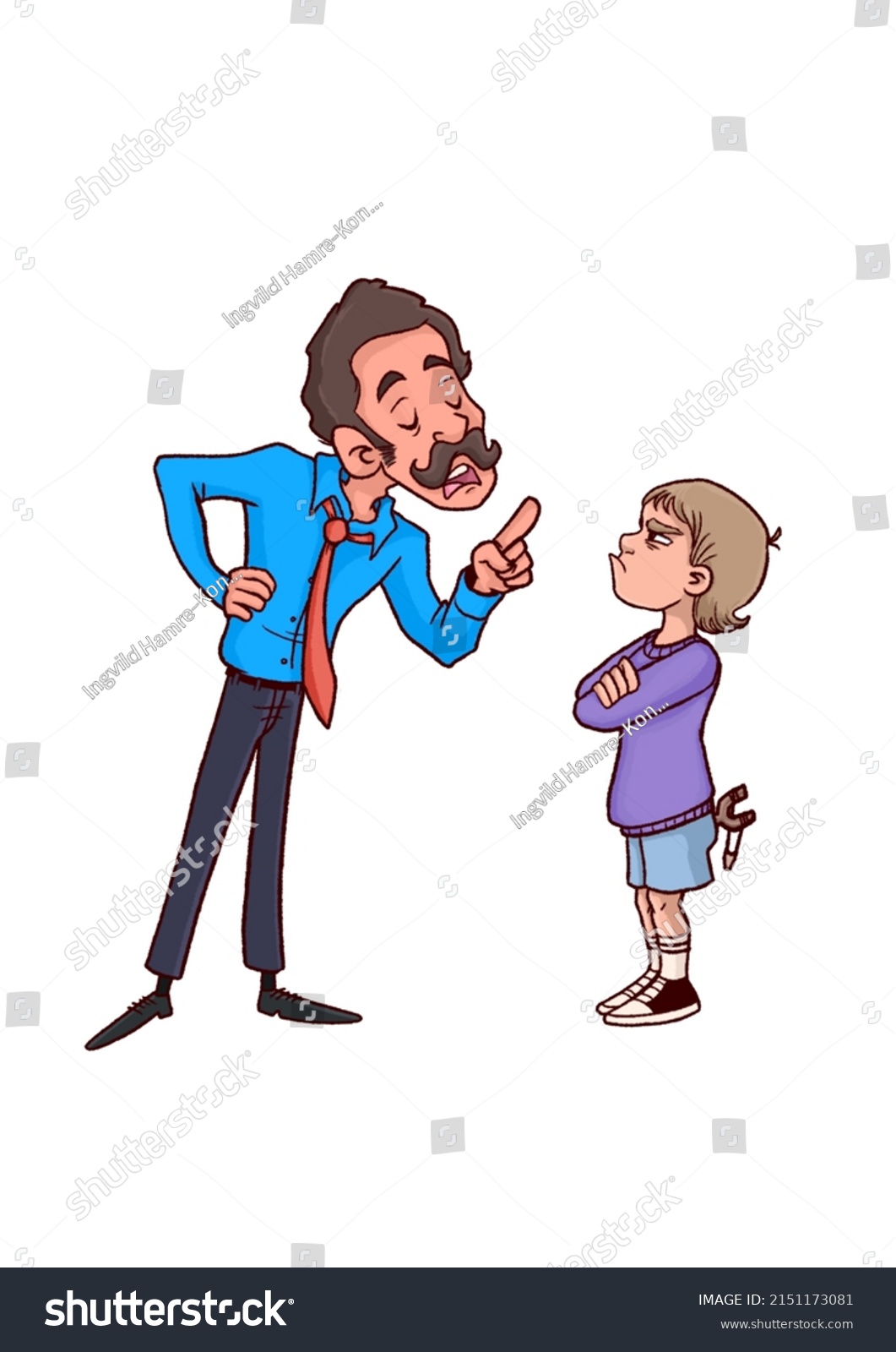 Dad Lecturing Son Cartoon Illustration Isolated Stock Illustration ...