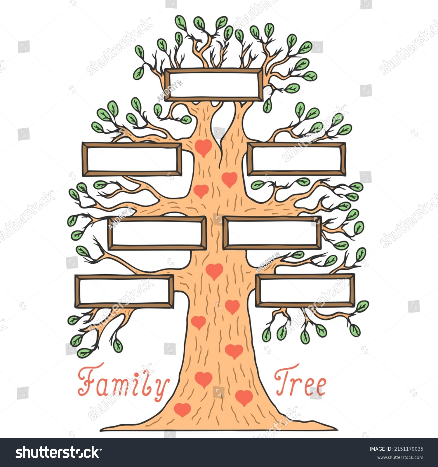 Colorful Family Tree Doodle Style Hand Stock Vector (Royalty Free ...