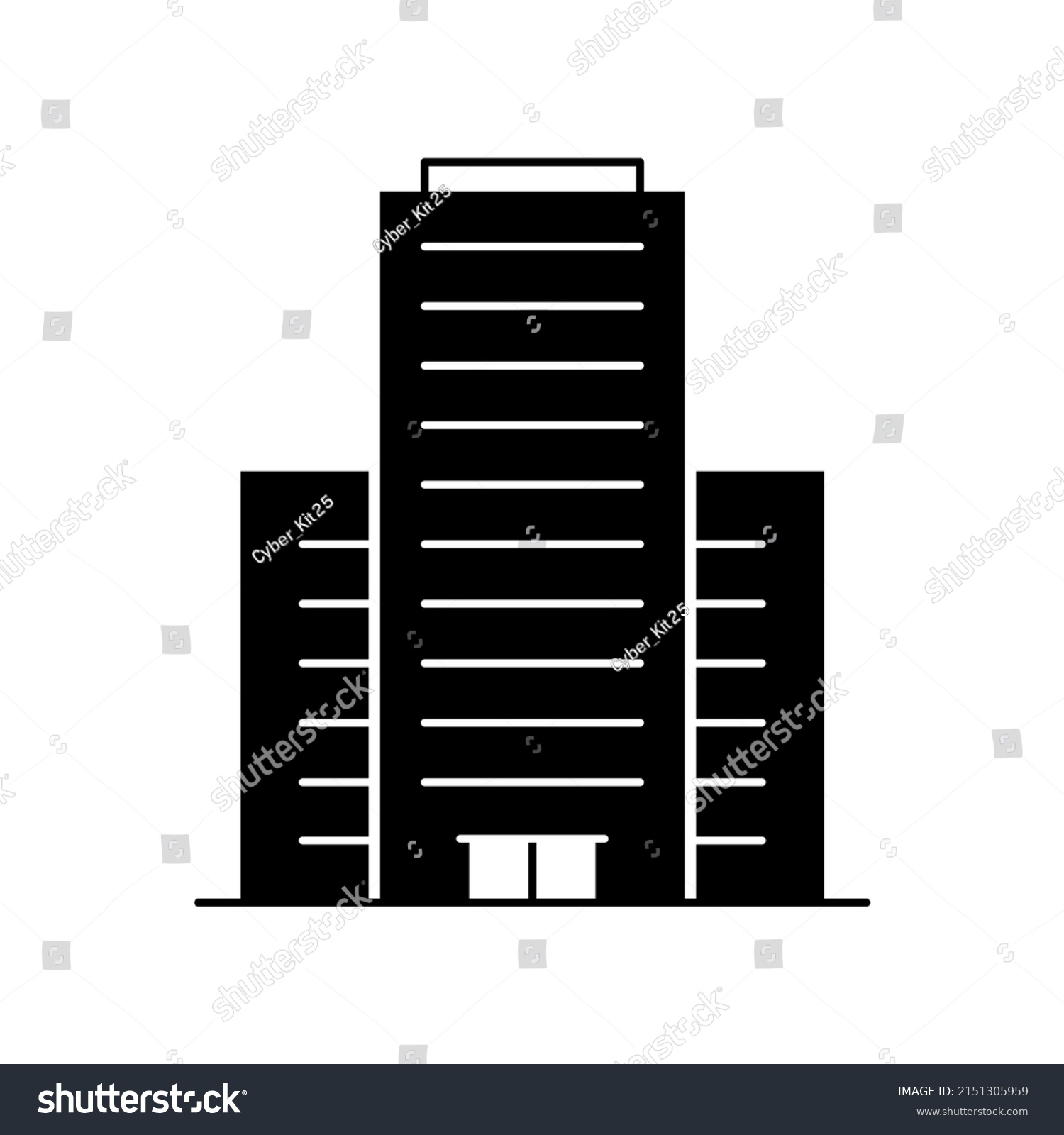 Office Building Icon Set Black White Stock Vector (Royalty Free ...