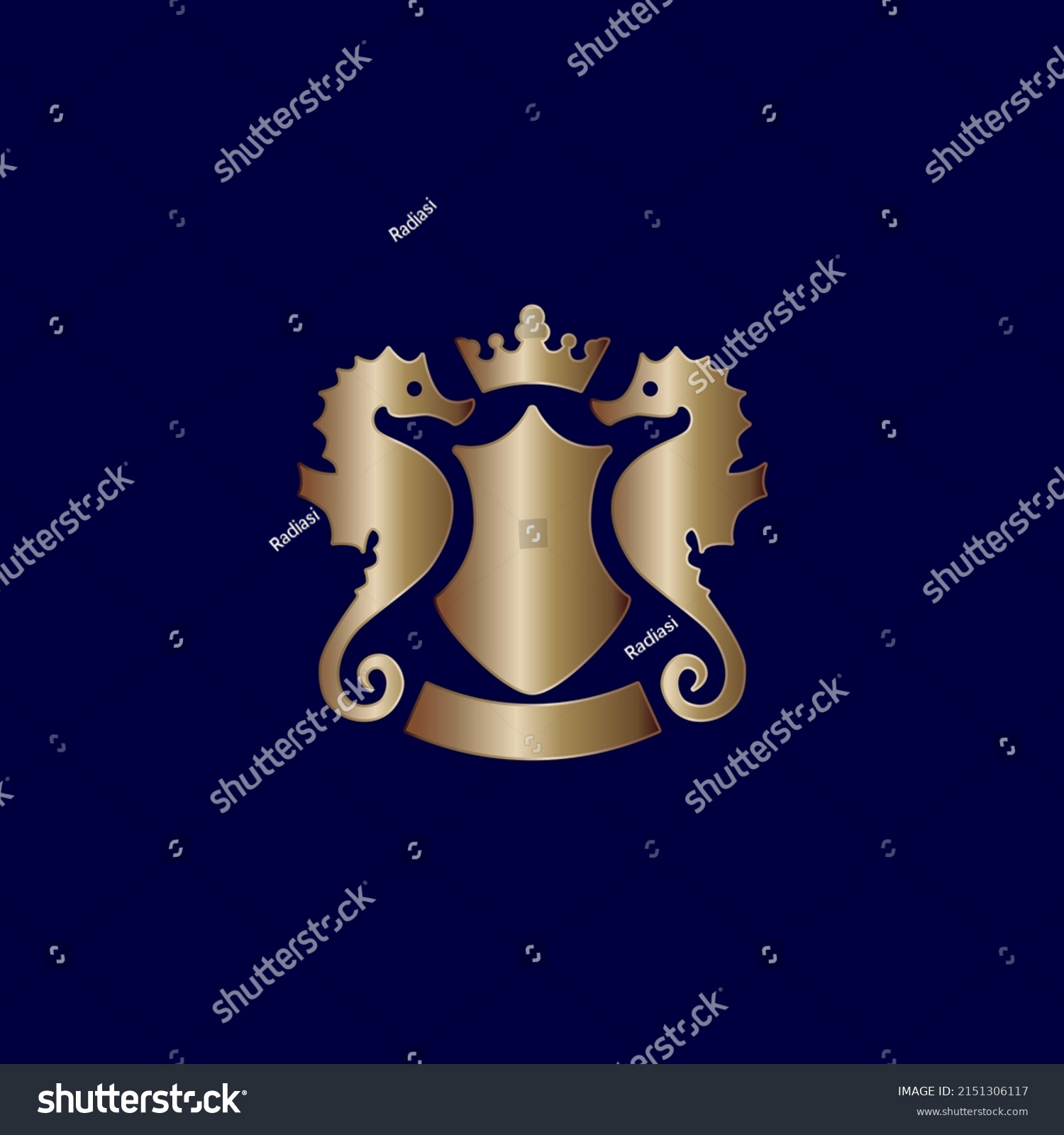 Vector Illustration Seahorse Shield Icon Symbol Stock Vector (Royalty ...