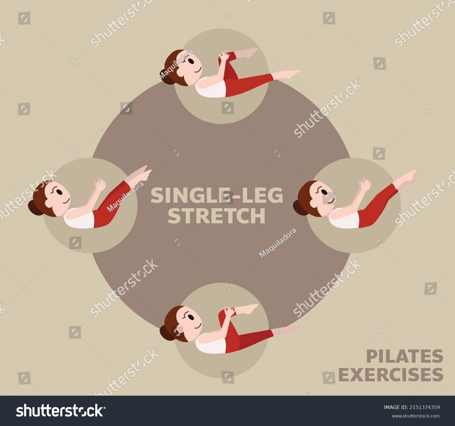 Pilates Moves Exercises Singleleg Stretch Cute Stock Vector Royalty Free Shutterstock