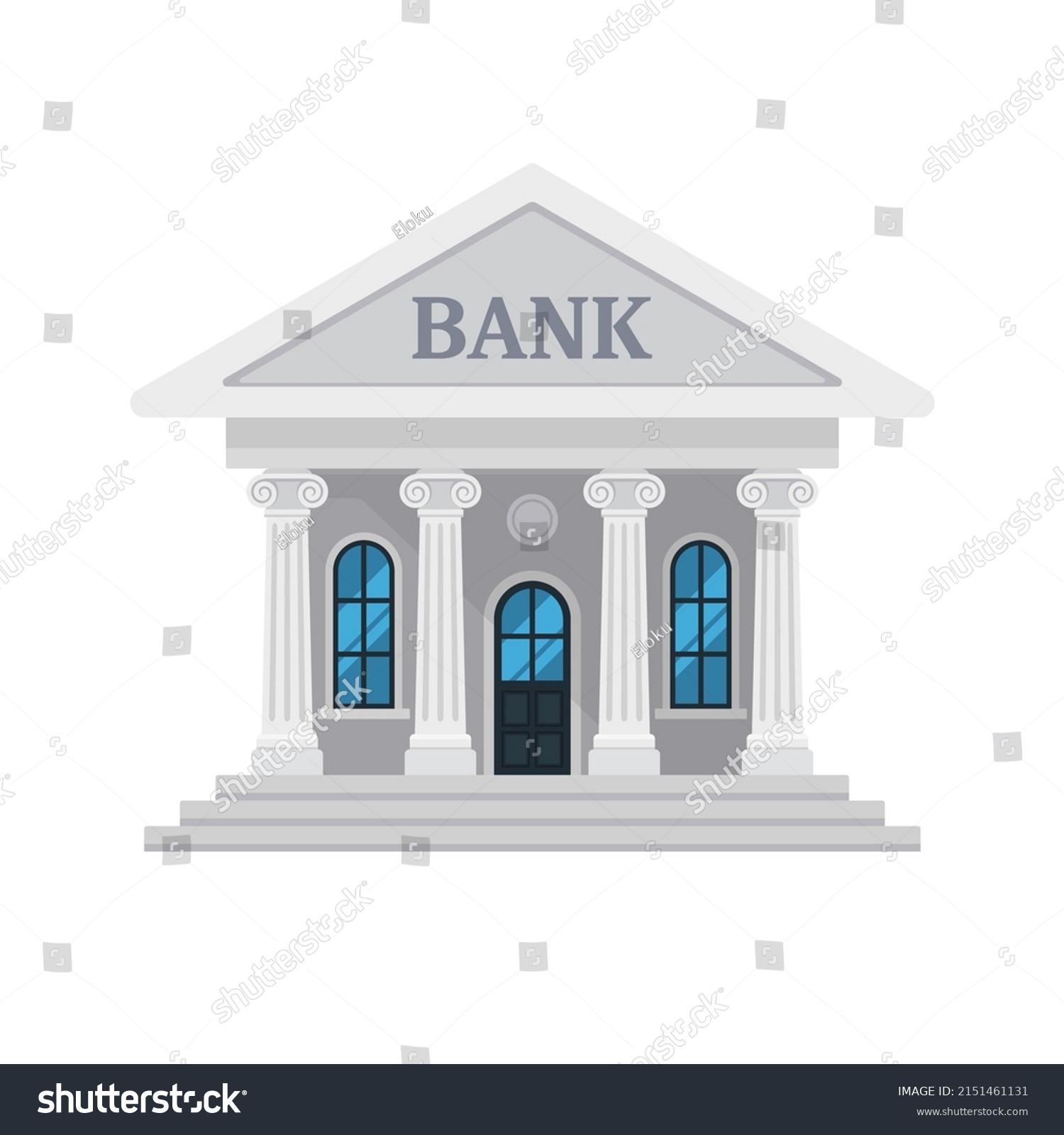 Cartoon Financial Bank Building Front View Stock Vector (Royalty Free ...