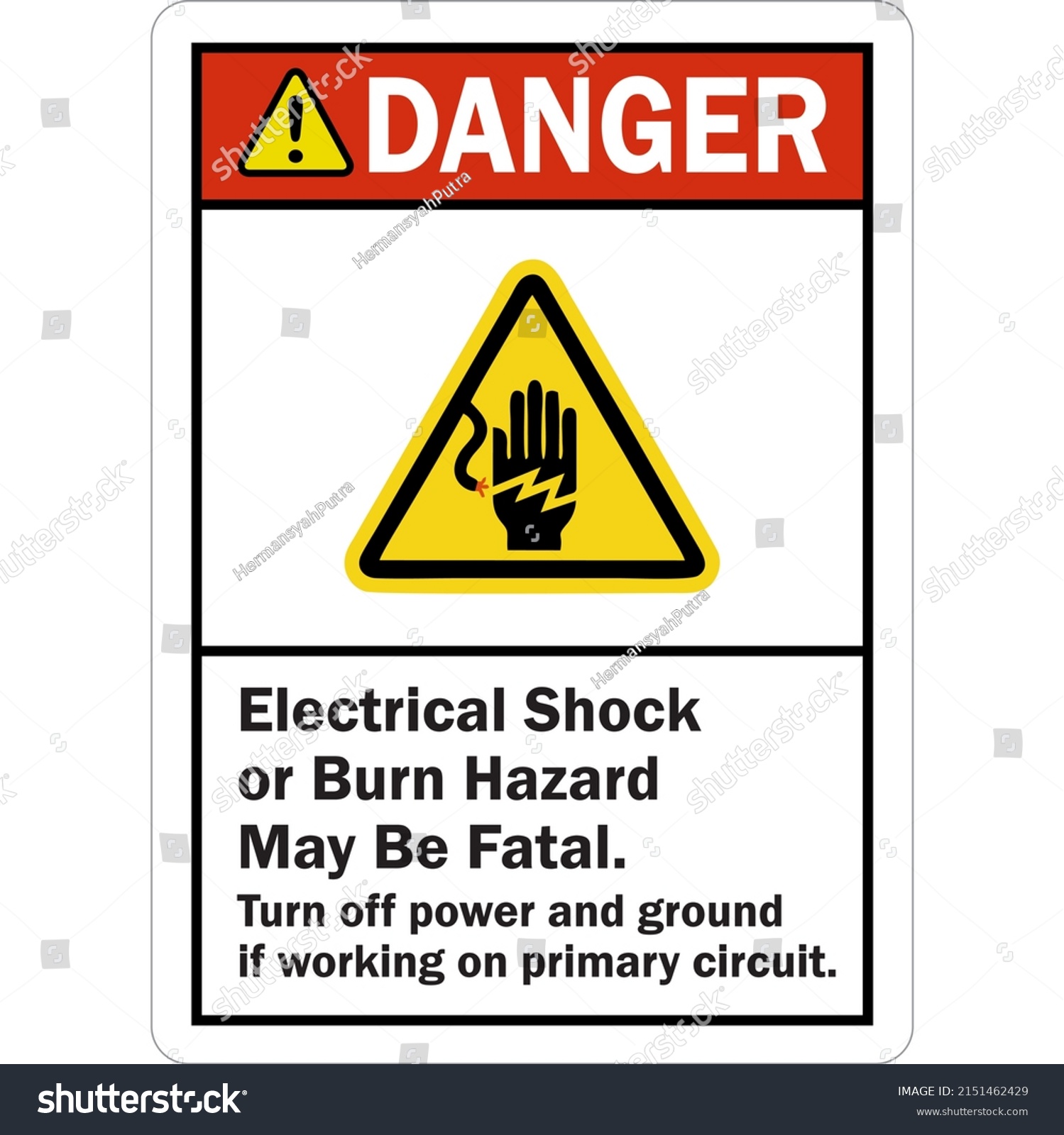 Danger Label Electrical Shock Burn Hazard Stock Vector (Royalty Free ...