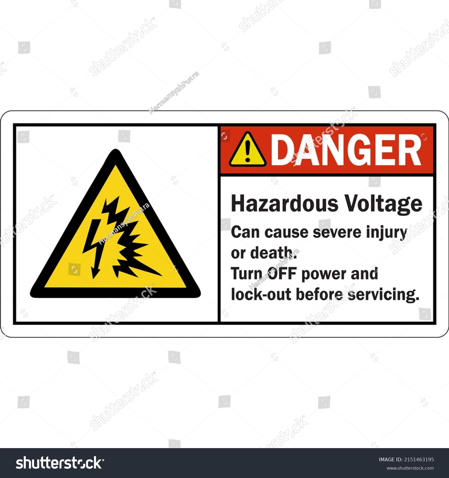 Danger Label Hazardous Voltage Can Cause Stock Vector (Royalty Free ...