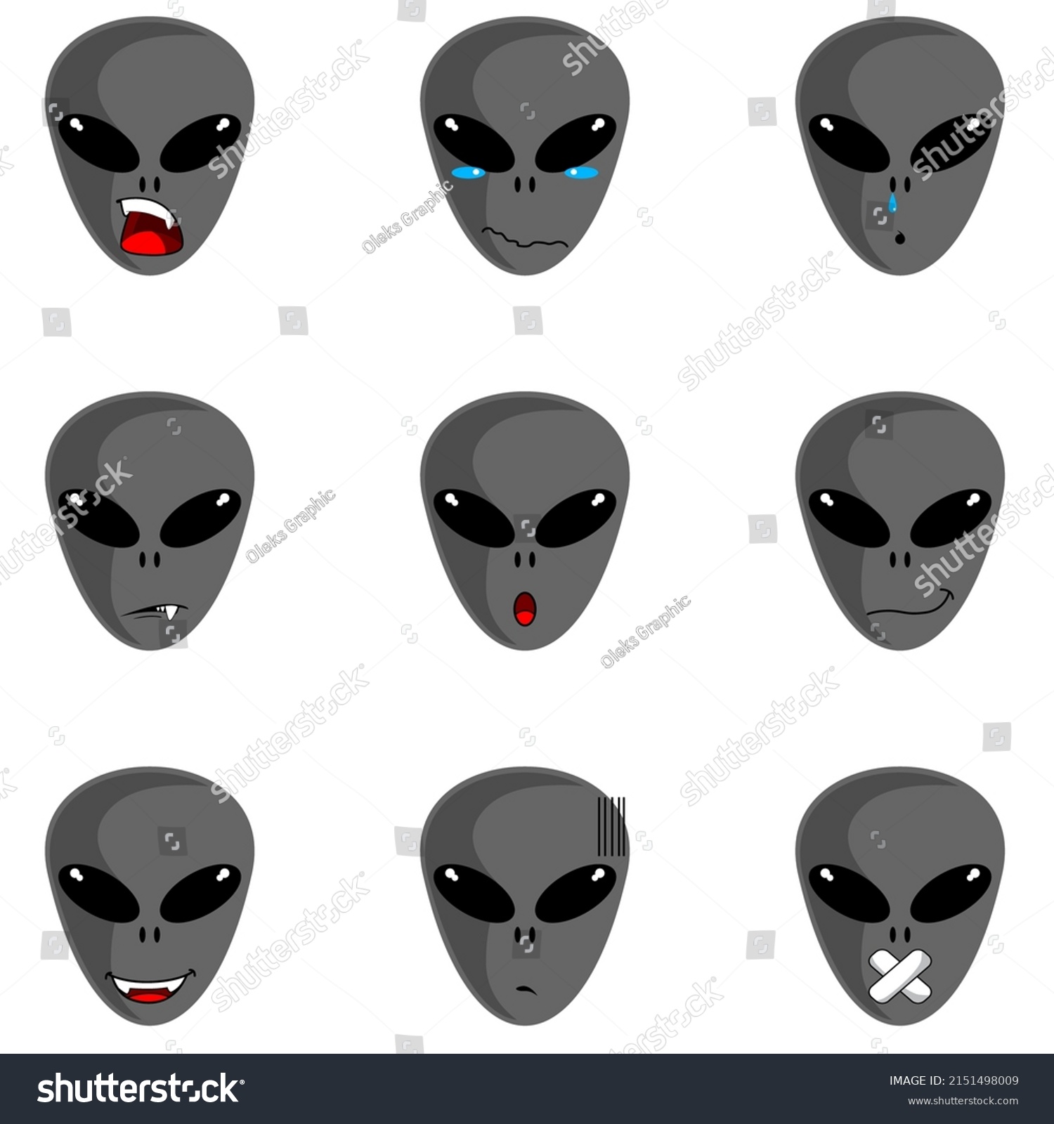 Alien Emotions Vector Pack Eps Stock Vector (Royalty Free) 2151498009 ...