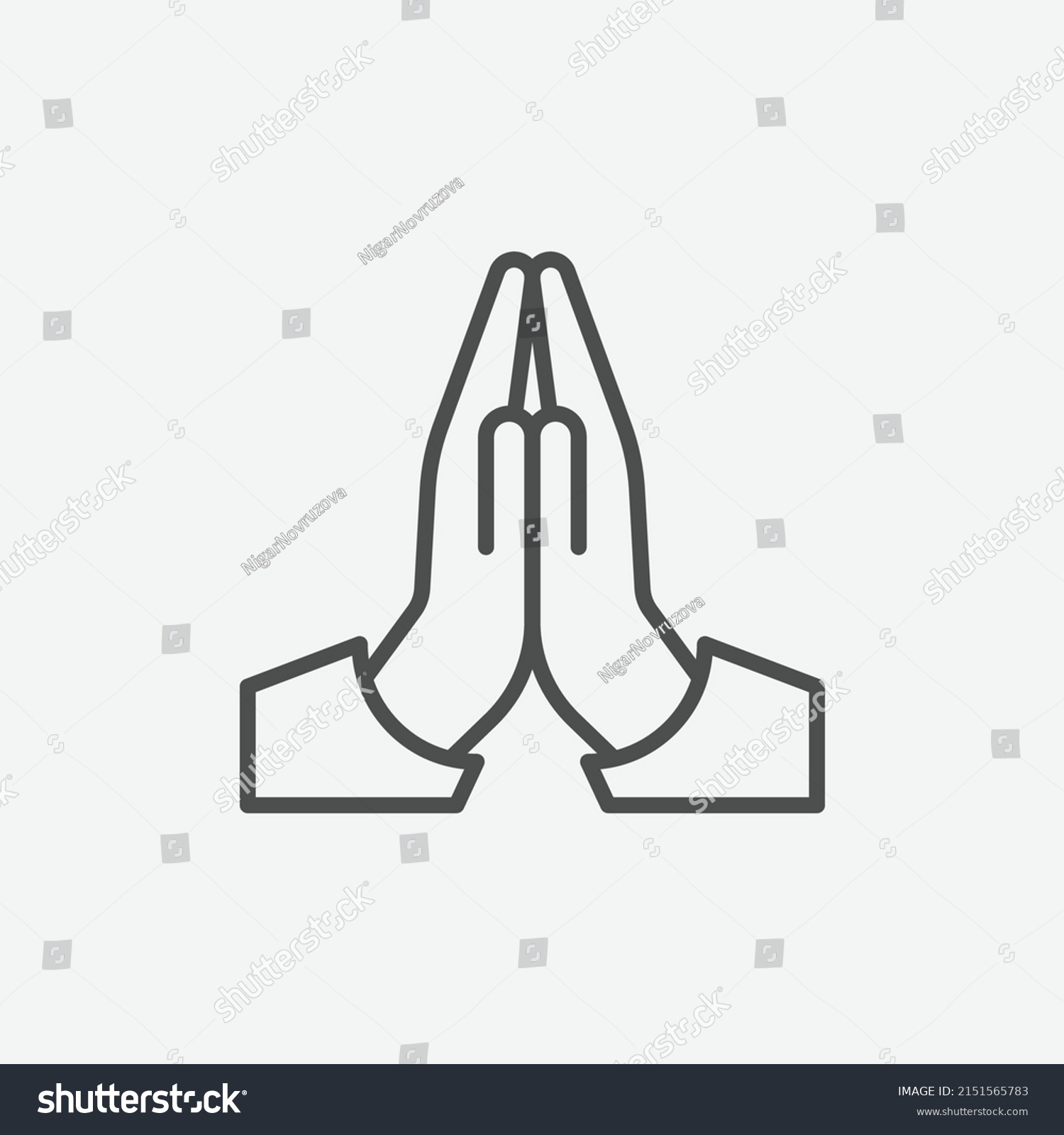 Pray Icon Vector Hands Folded Prayer Stock Vector (Royalty Free ...