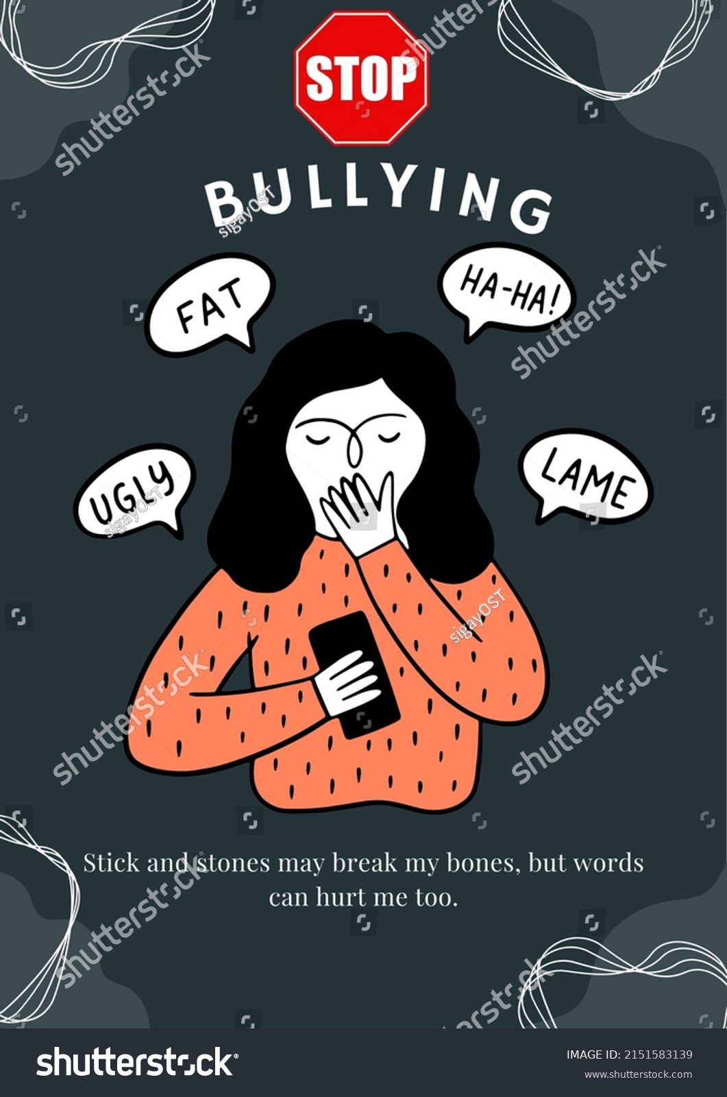 Ilustration Stop Bullying Background Cartoon Stock Illustration ...