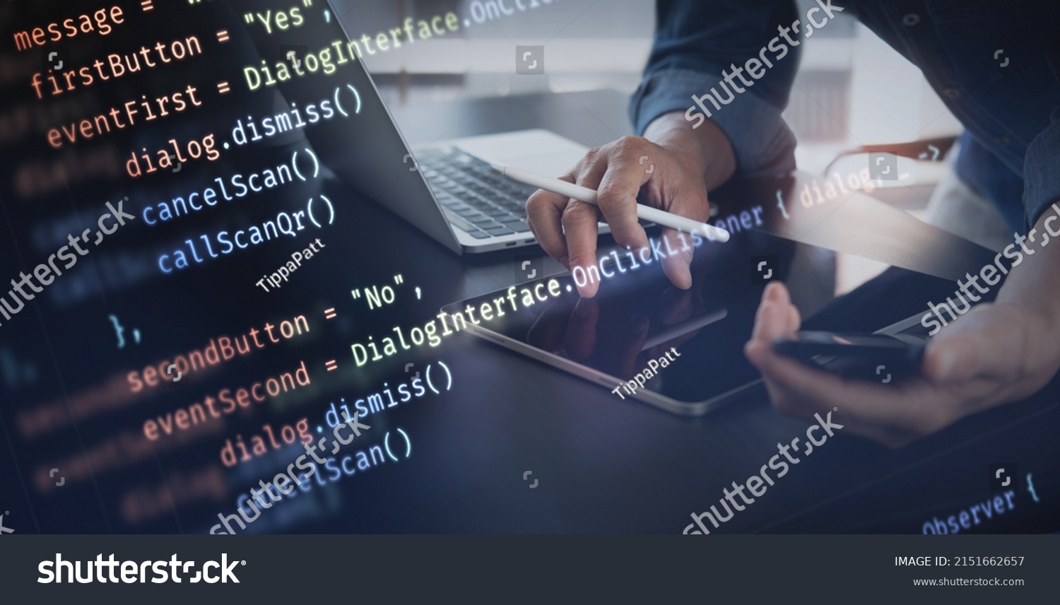 Closeup Computer Code On Screen Man Stock Photo 2151662657 | Shutterstock