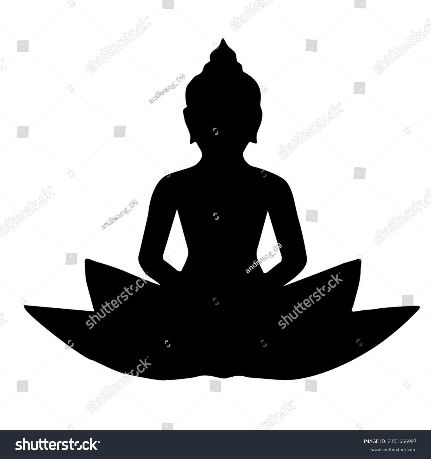 Vector Icon Logo Silhouette Buddha Statue Stock Vector (Royalty Free ...