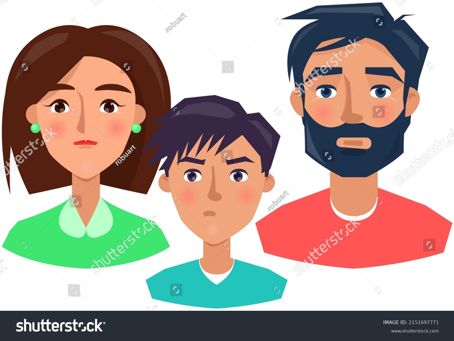 Neutral Face Expressions People Cartoon Characters Stock Vector ...