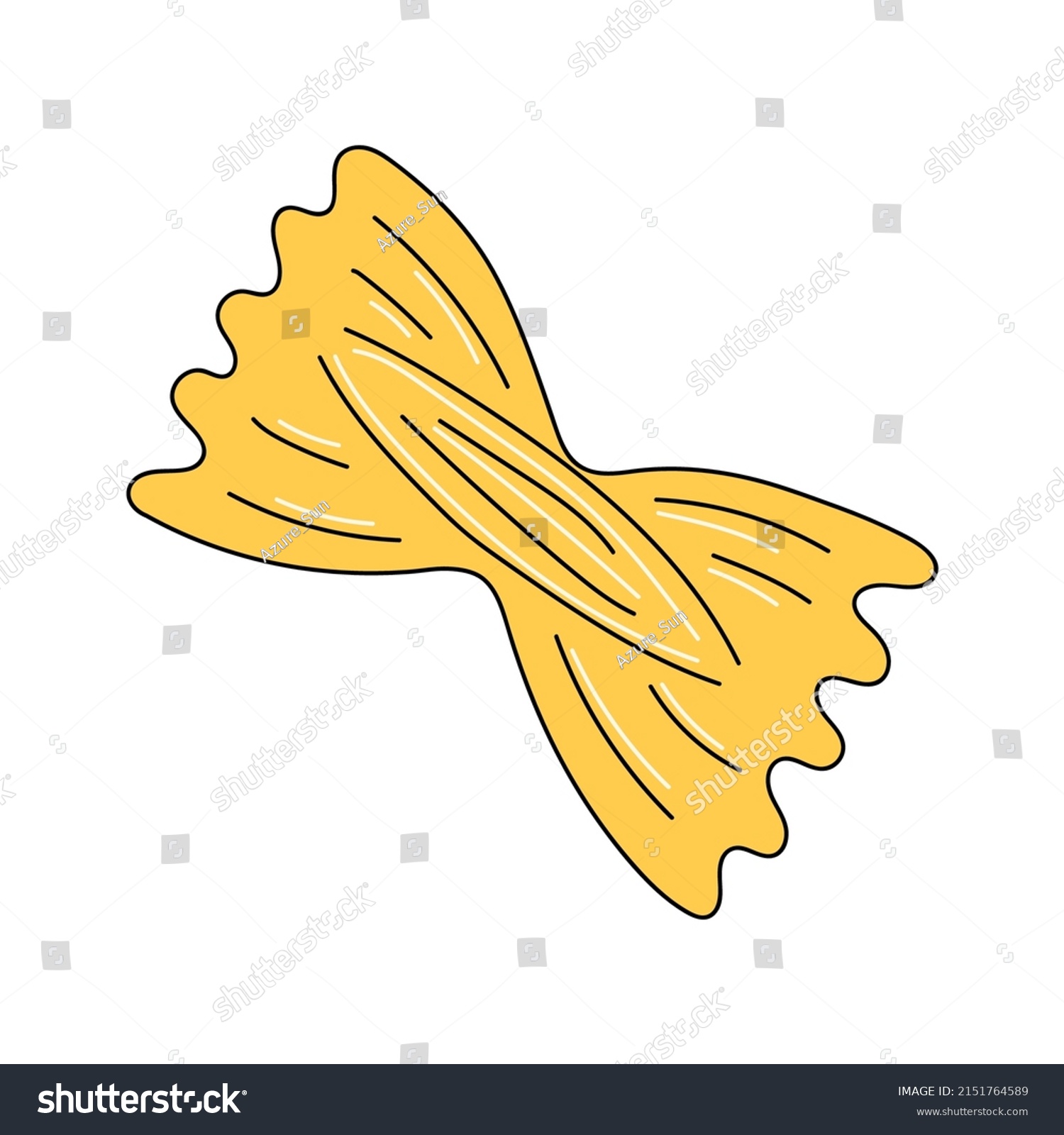 Hand Drawn Pasta Farfalle On White Stock Vector (Royalty Free ...