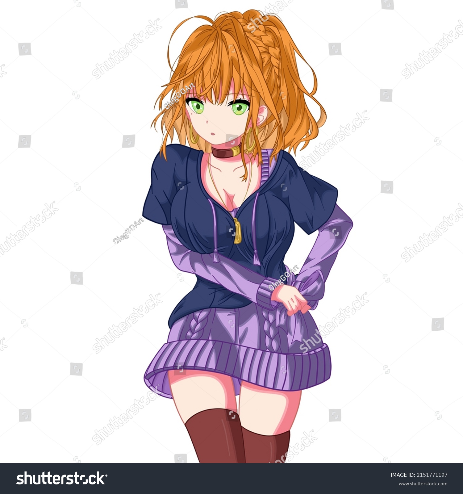 Very Cute Sexy Anime Girl Stock Illustration 2151771197 | Shutterstock