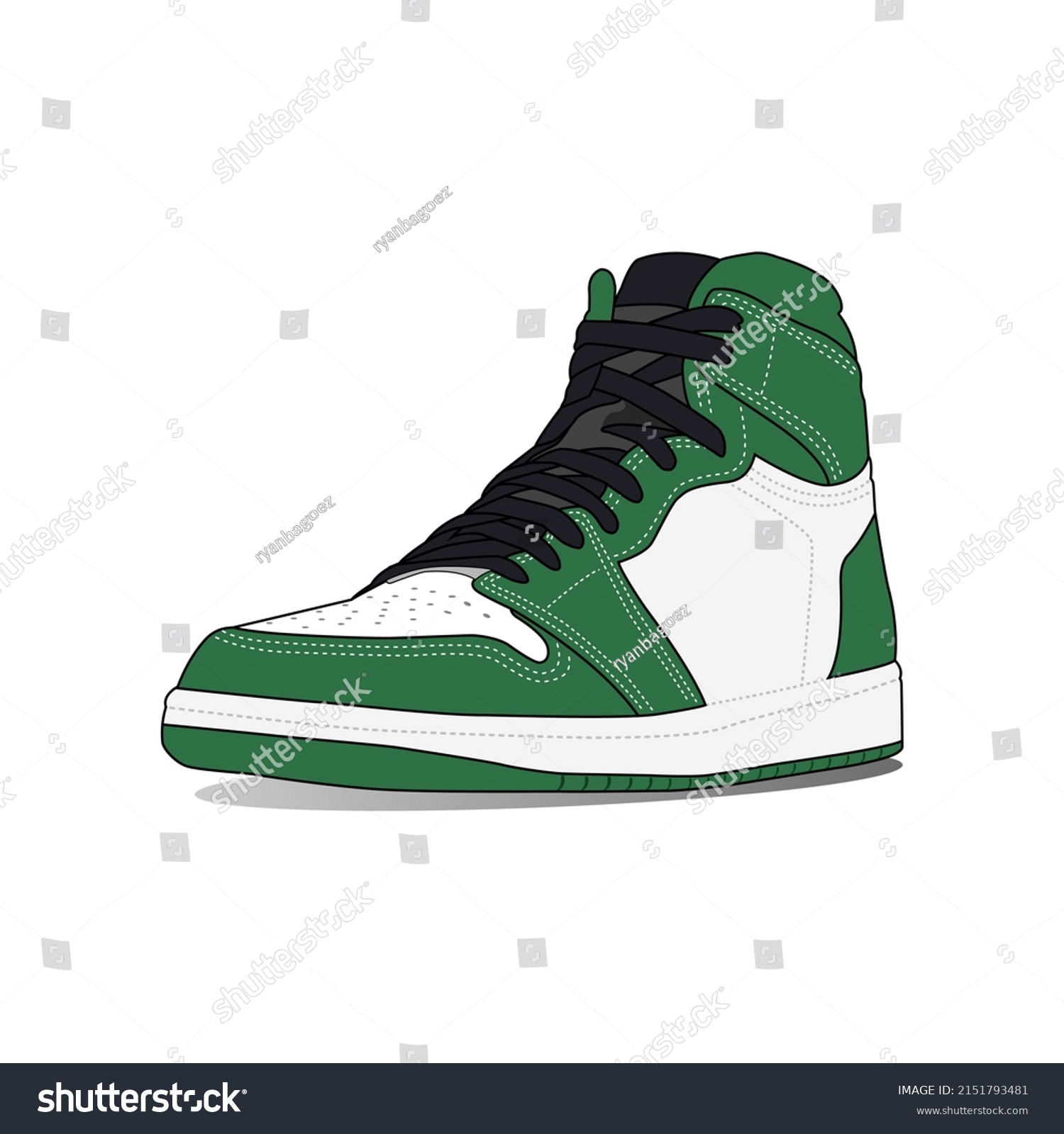 Green Sneaker Shoe Isolated On White Stock Vector (Royalty Free ...