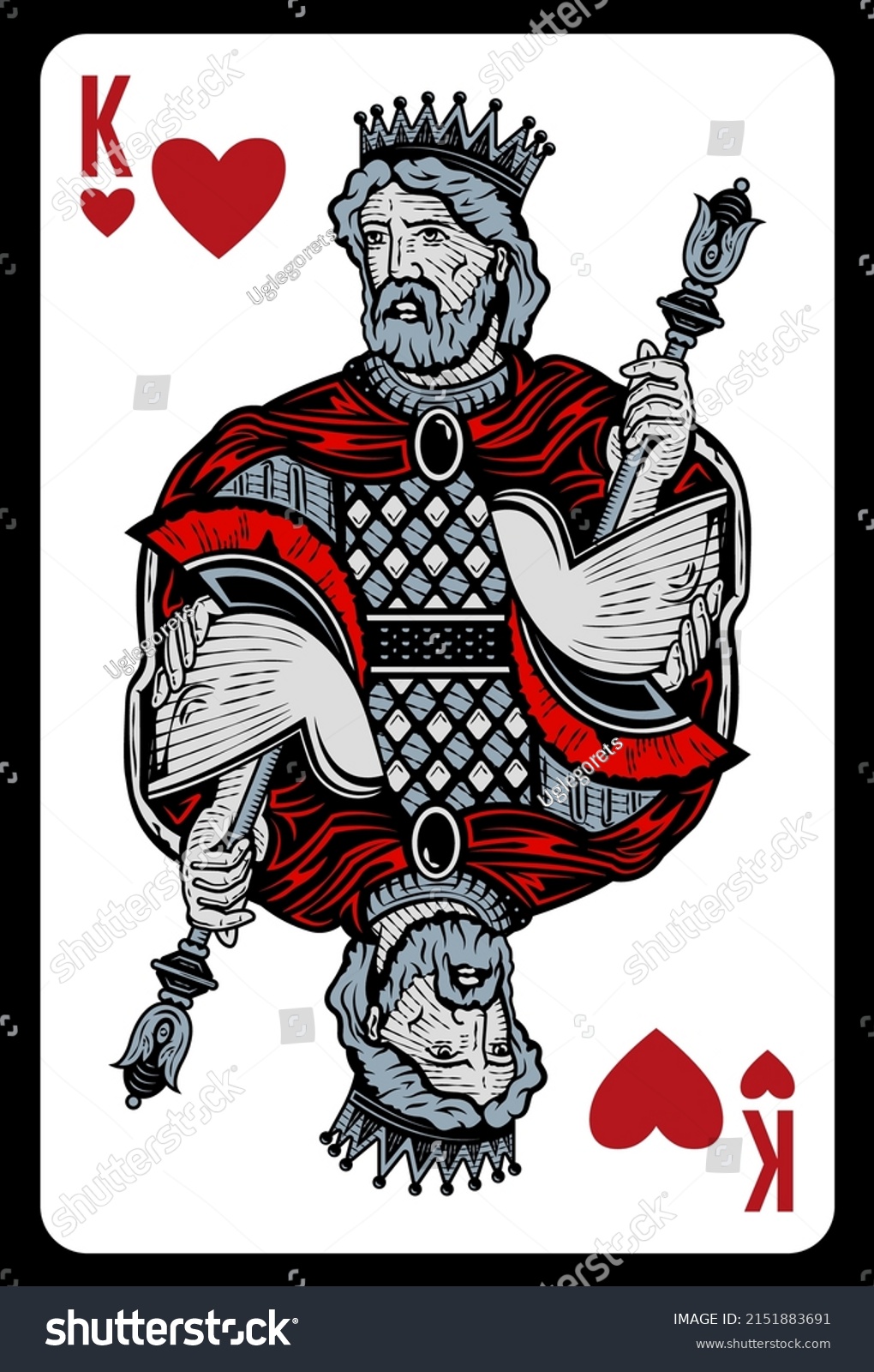 King Hearts Playing Card Greece Original Stock Vector Royalty Free 2151883691 Shutterstock