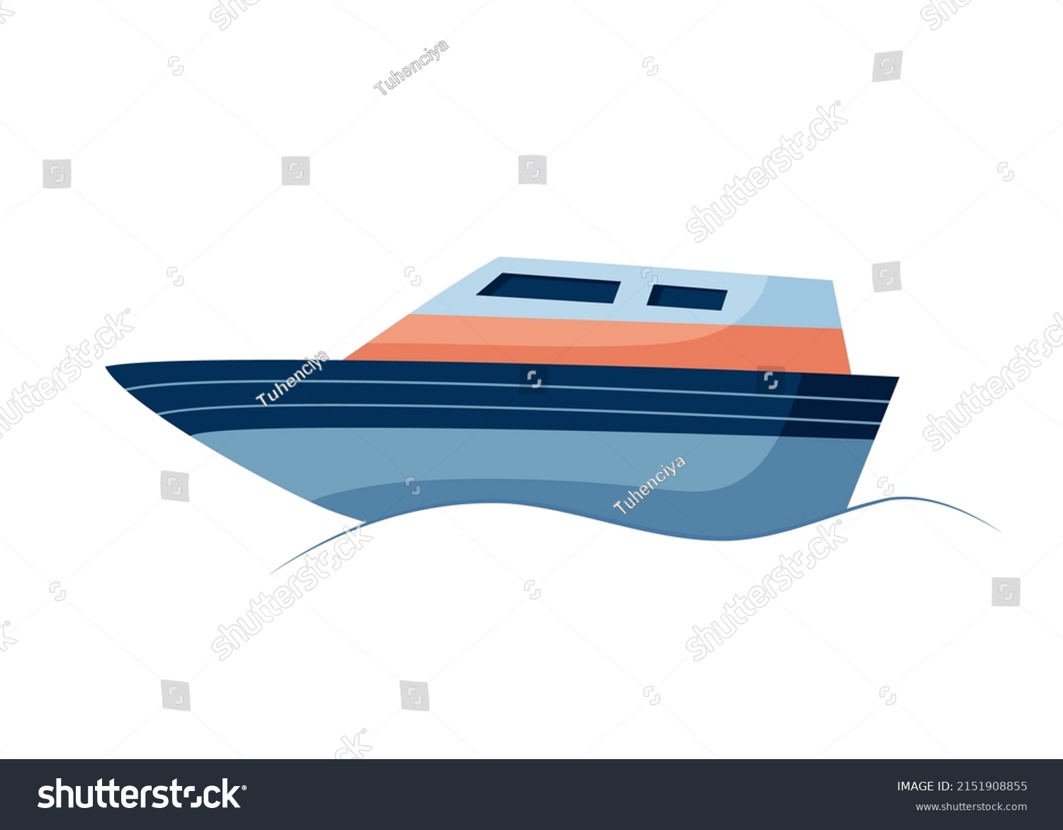 Boat Modern Marine Cartoon Style Isolated Stock Vector (Royalty Free ...