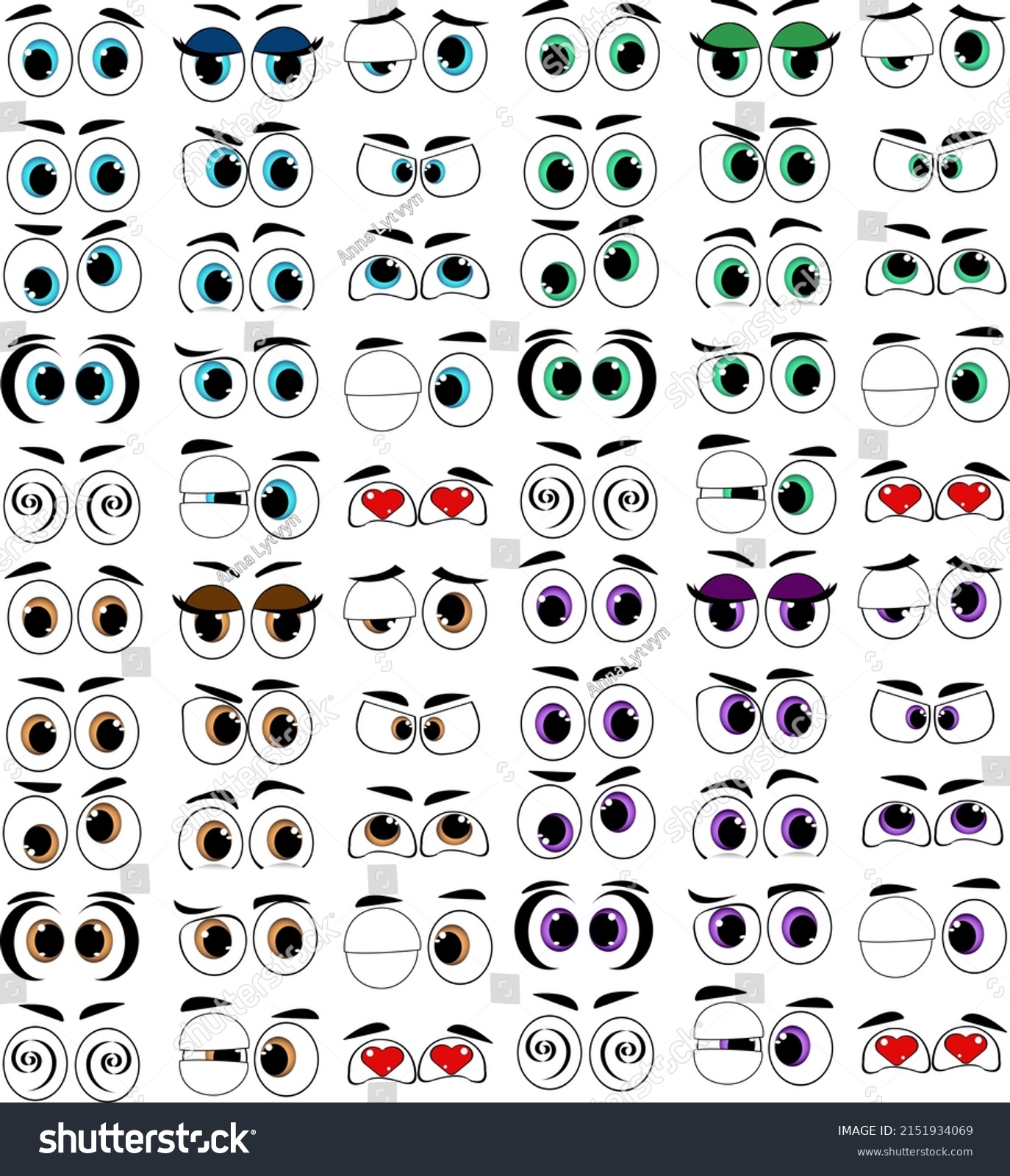 Set Eyes Characters Different Emotions Eyes Stock Vector (royalty Free 