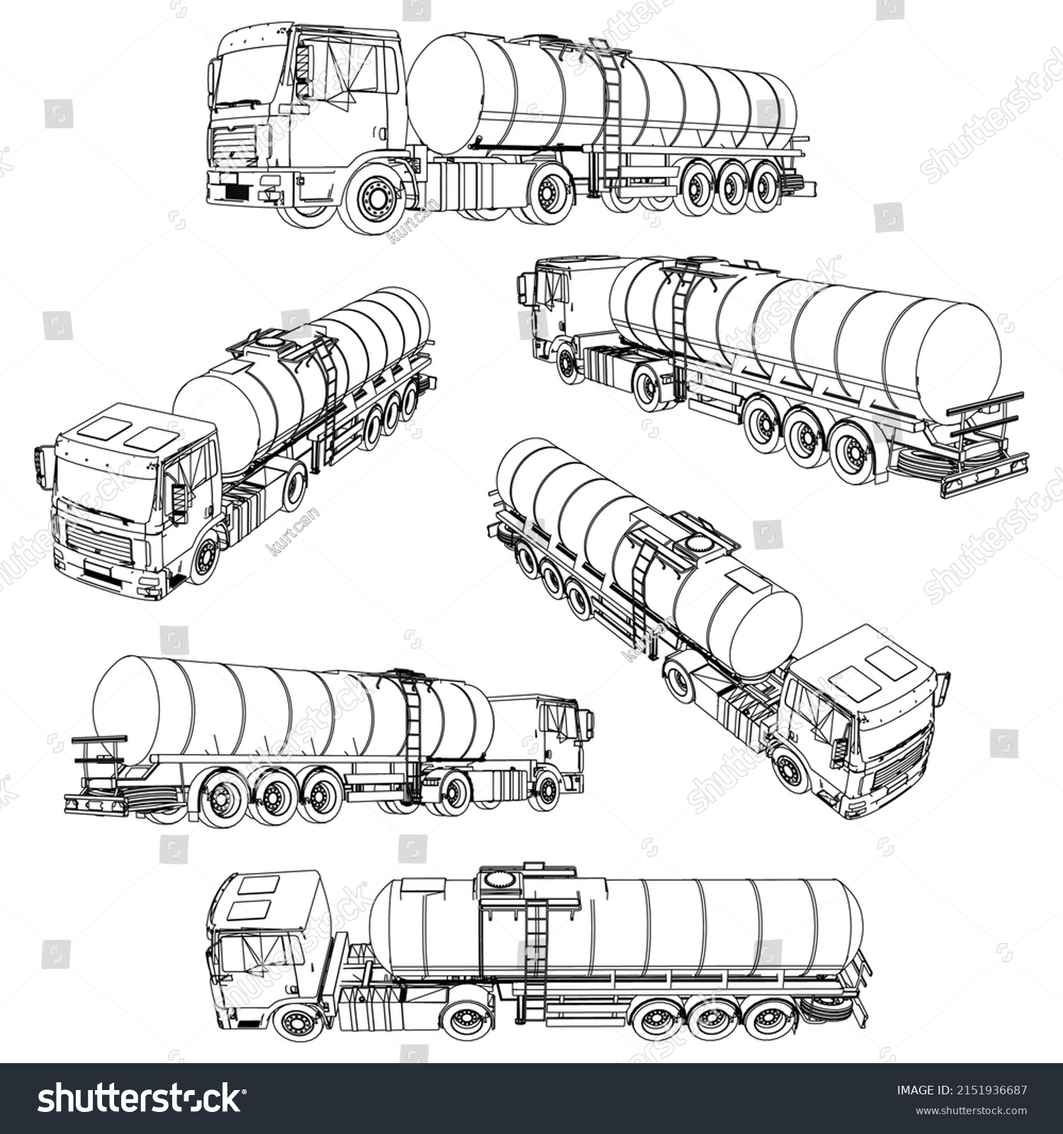 Tanker Truck Outline Vector Special Machines Stock Vector (Royalty Free ...