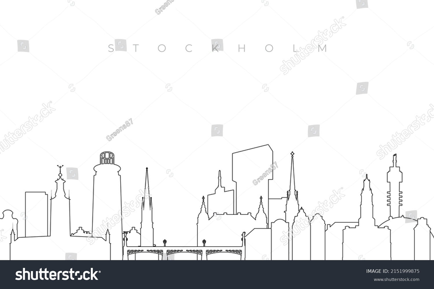 Outline Stockholm Skyline Trendy Template Stockholm Stock Vector ...