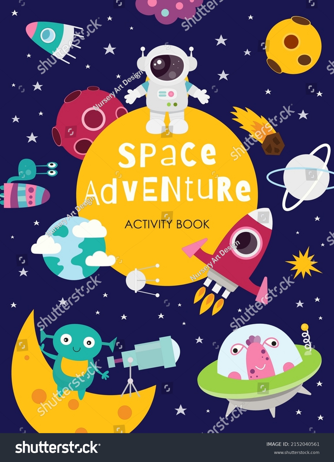 Space Poster Cover Kids Activity Book Stock Vector Royalty Free