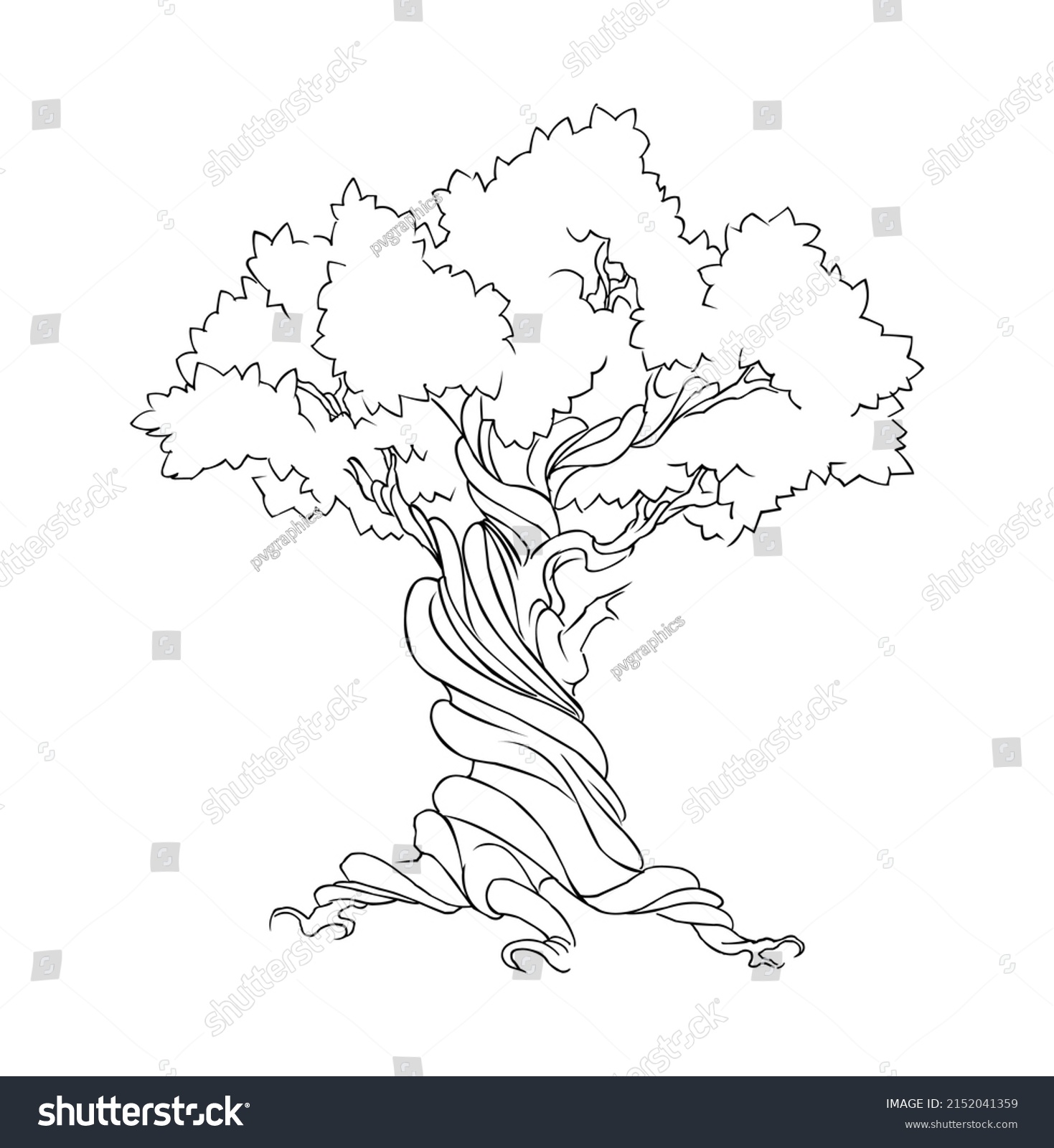 Vector Tree Outline Isolated Stock Vector (Royalty Free) 2152041359 ...