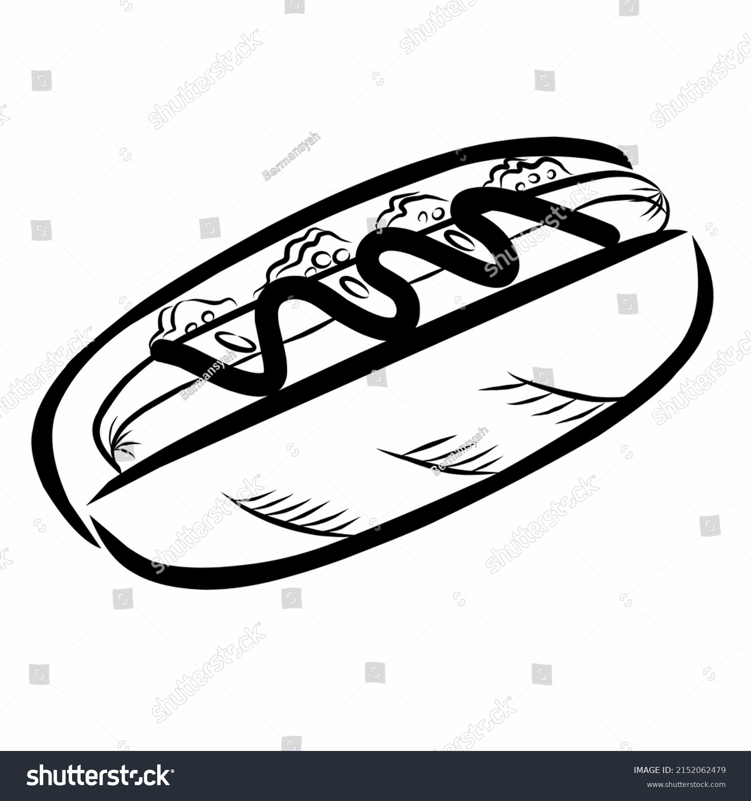 Hotdog Vector Sketch White Black Good Stock Illustration 2152062479 