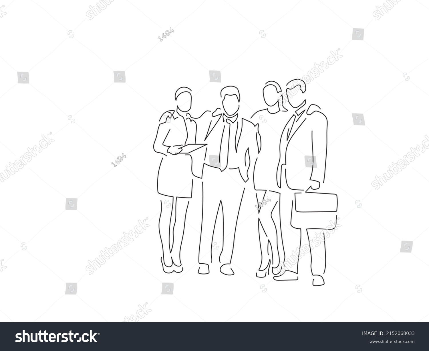 Company Work Team Line Art Drawing Stock Vector (Royalty Free ...