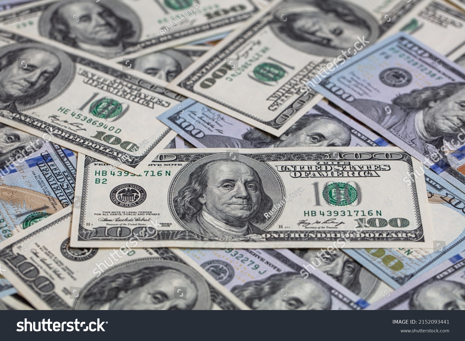 Randomly Layed 100 Dollar Bills Background Stock Photo 2152093441 ...