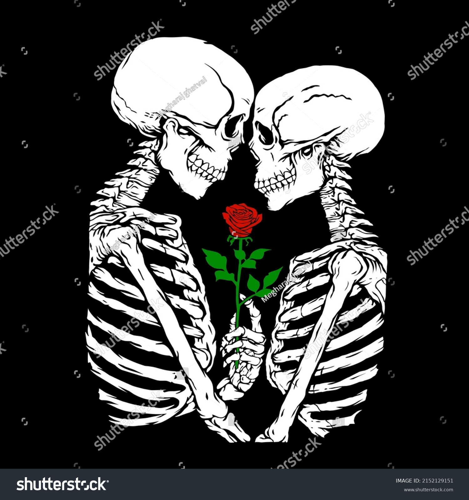 Skeletons In Love Drawing