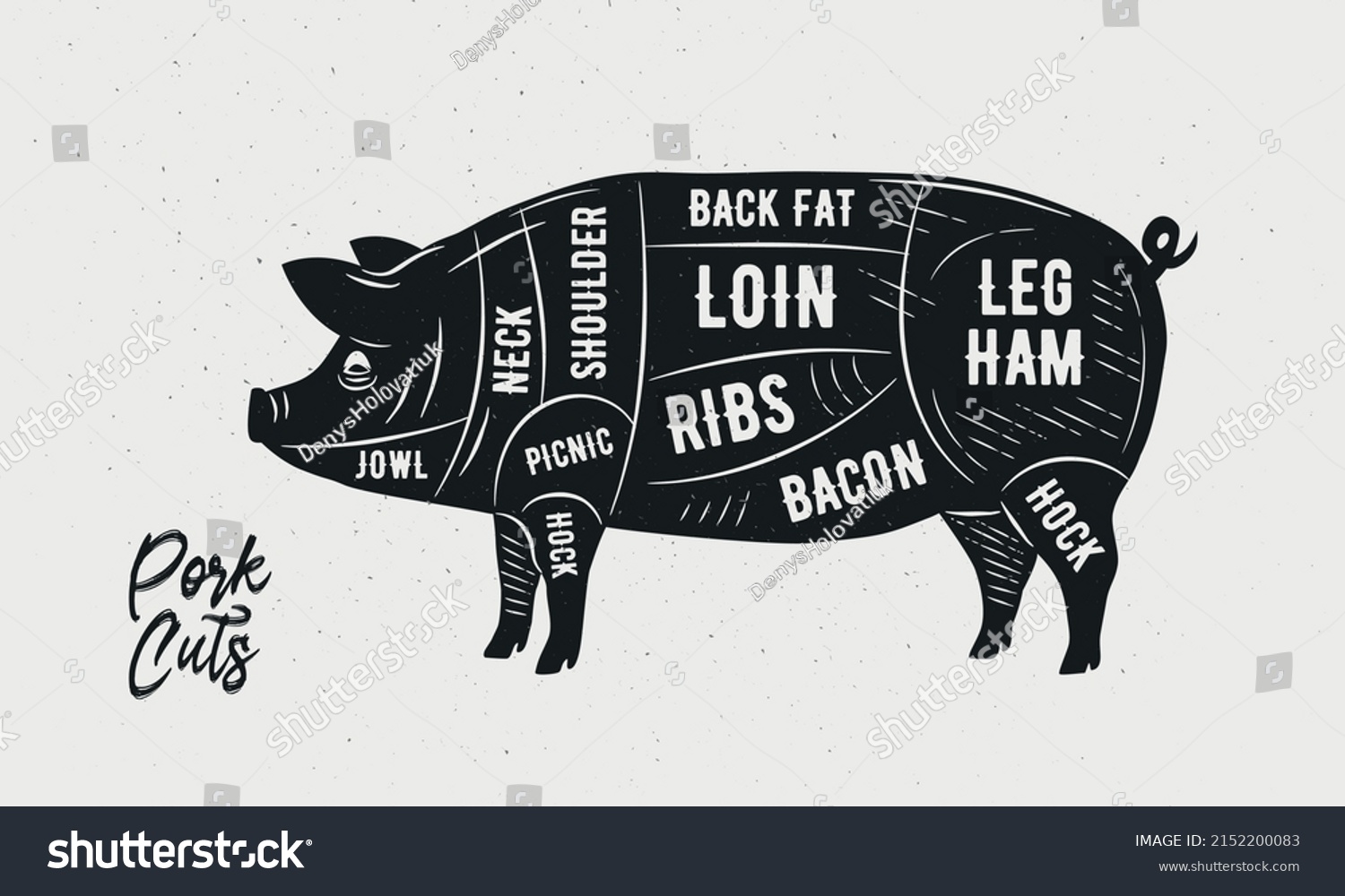 Cuts Pork Butcher Diagram Scheme Chart Stock Vector (Royalty Free ...