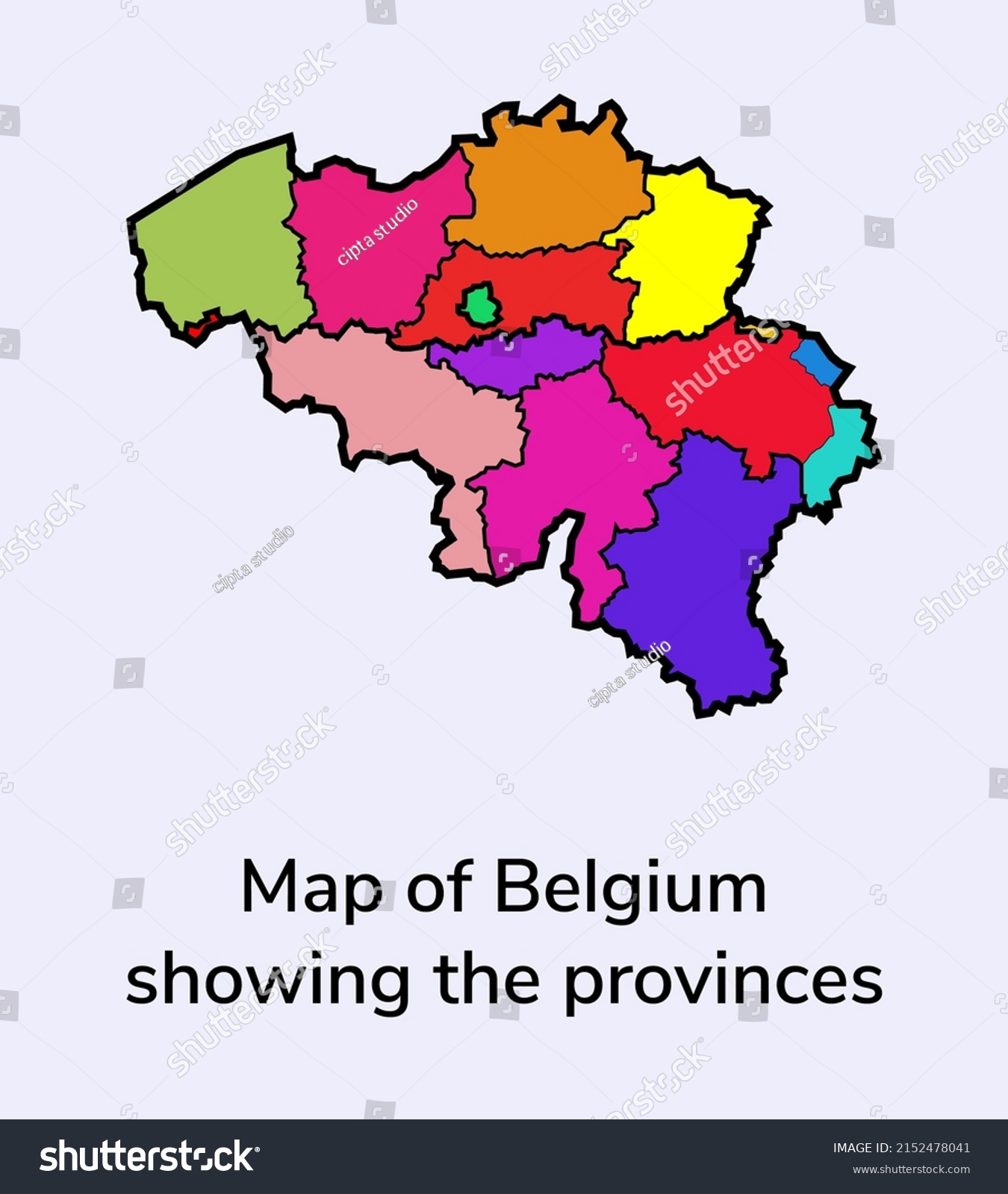 Vector Illustration Map Belgium Showing Provinces Stock Vector Royalty   Stock Vector Vector Illustration Of Map Of Belgium Showing The Provinces With Different Colors Isolated On Light 2152478041 