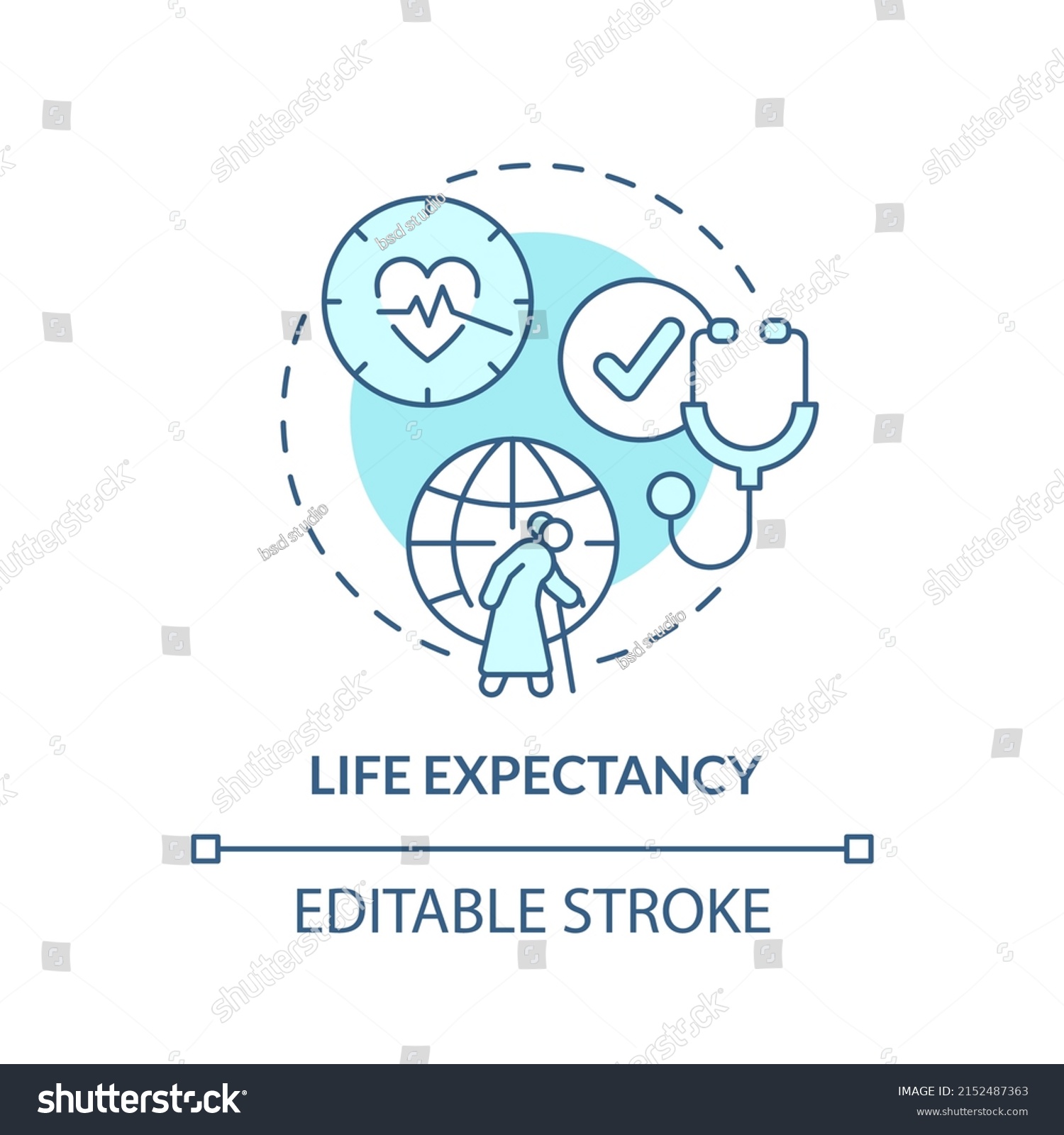 Life Expectancy Turquoise Concept Icon Social Stock Vector (Royalty