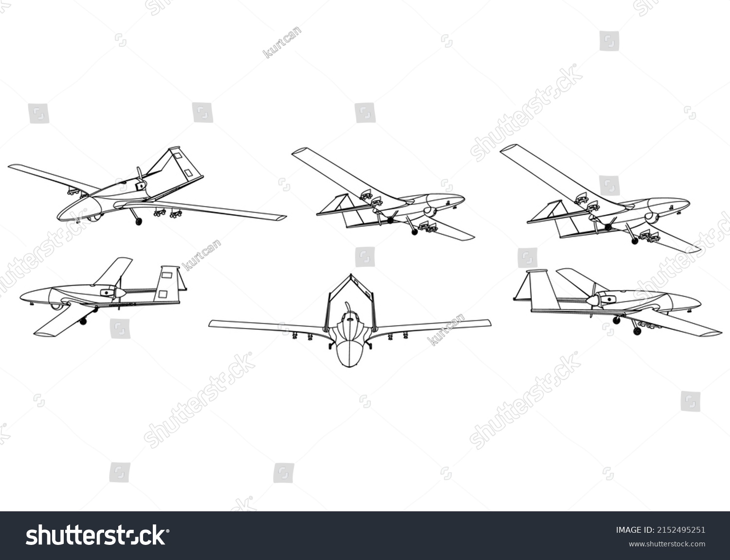 Military Drone Isolated On White Background Stock Vector (Royalty Free ...