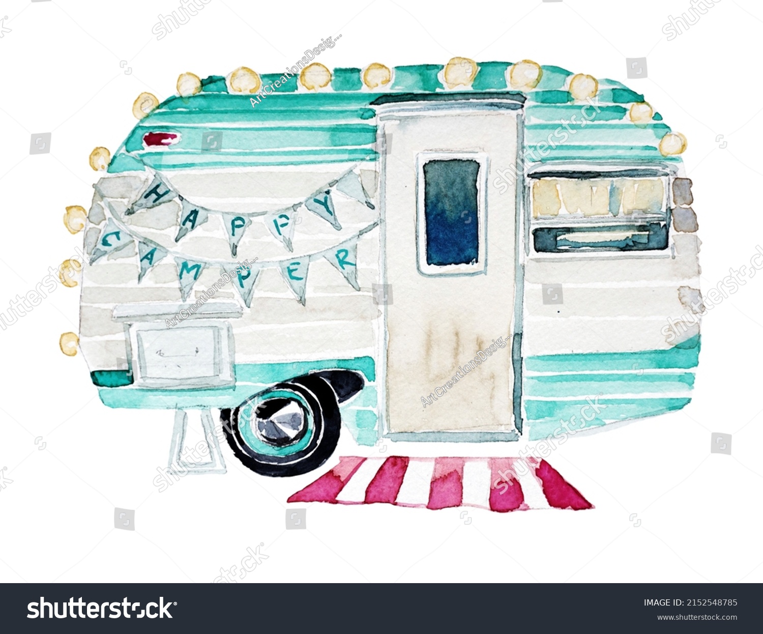 Vintage Camping Van Clipart Isolated On Stock Illustration 2152548785 ...