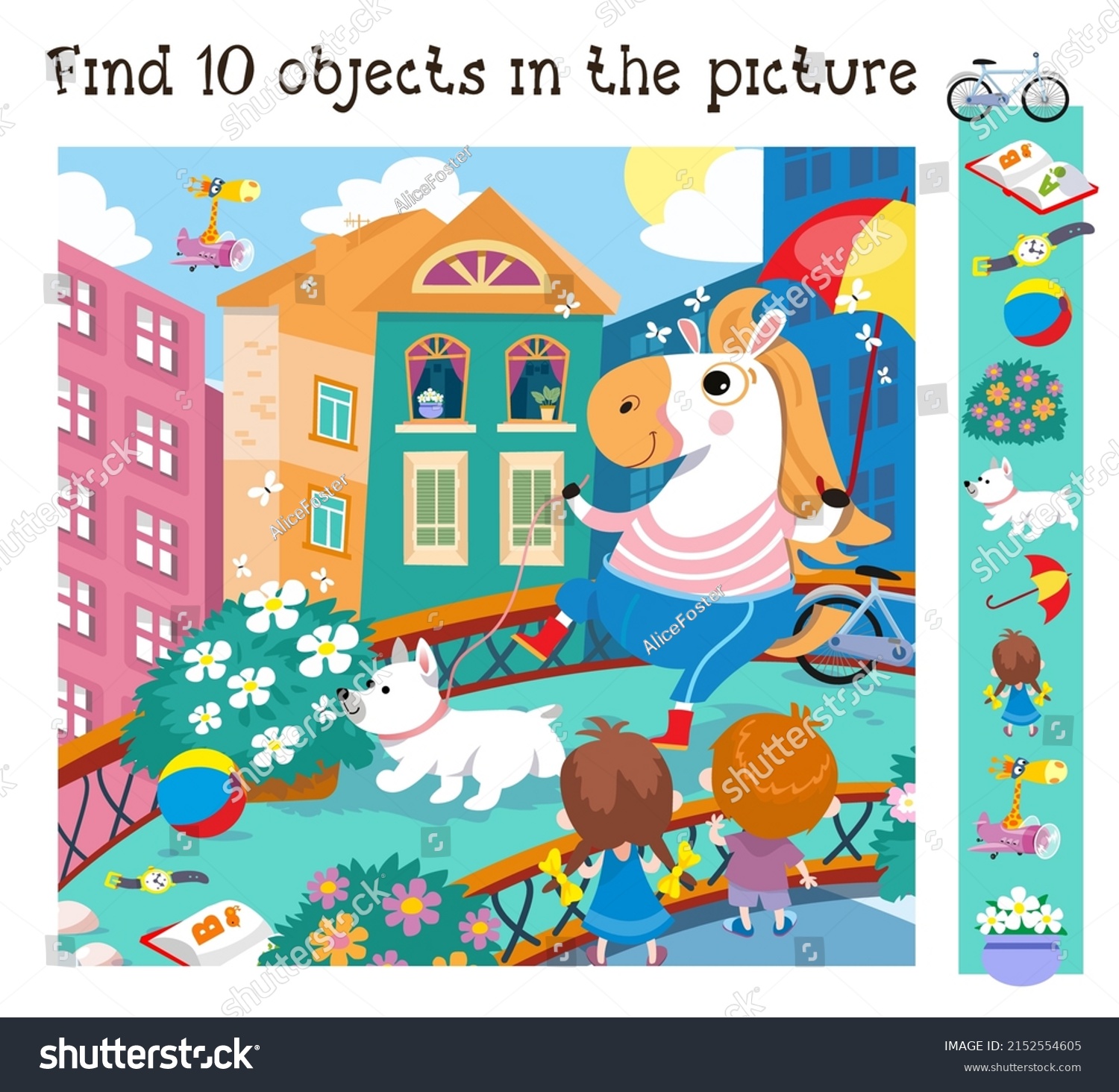 find-10-hidden-objects-educational-game-stock-vector-royalty-free