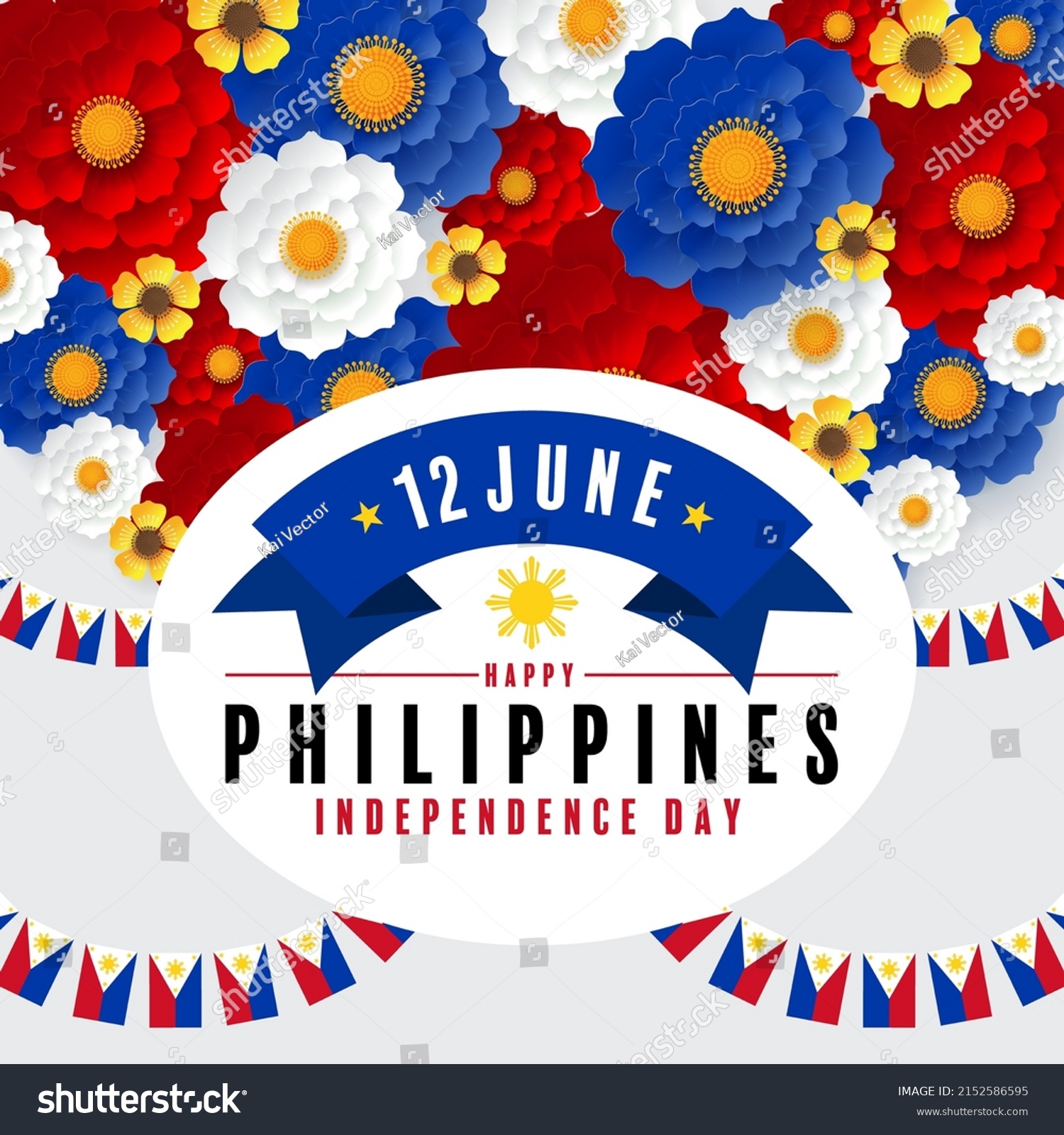 Philippines Independence Day Philippines Flag Blue Stock Vector