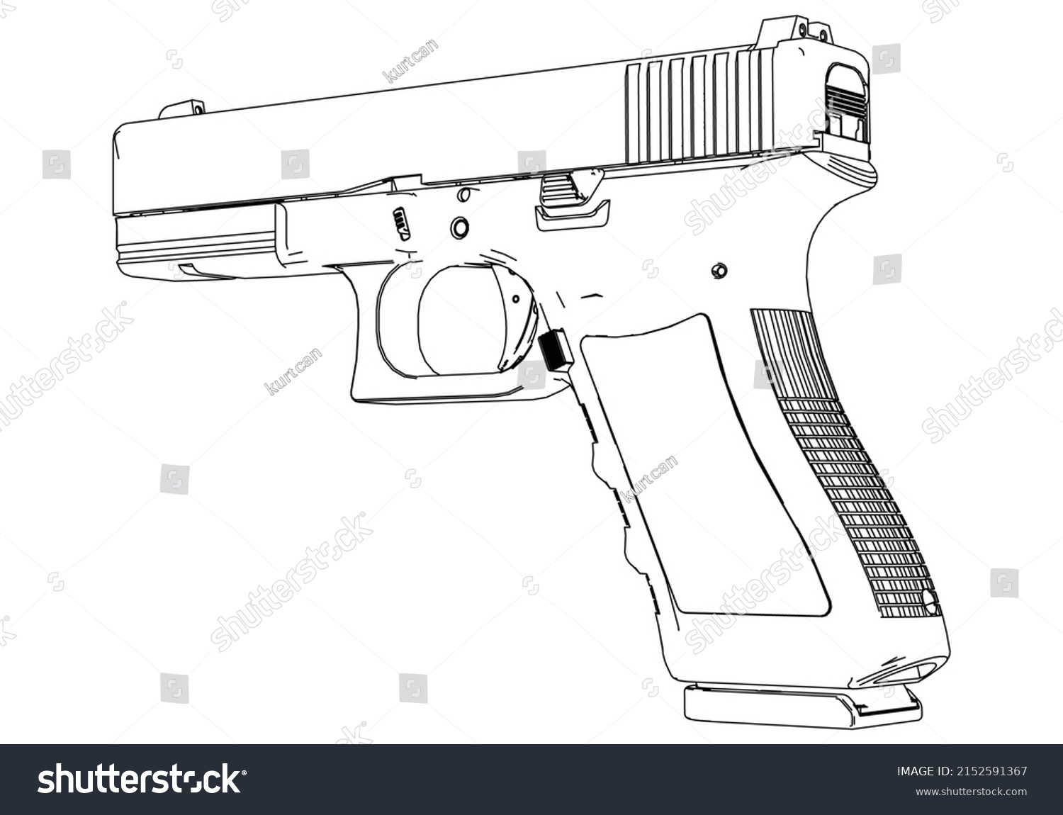 Pistol Gun Icon Vector Outline Illustration Stock Vector (Royalty Free ...