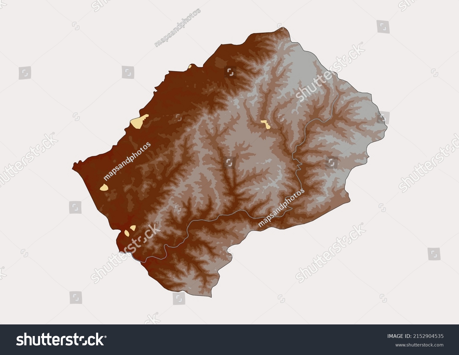 Vektor Stok High Detailed Vector Lesotho Physical Map Tanpa Royalti   Stock Vector High Detailed Vector Lesotho Physical Map Topographic Map Of Lesotho On White With Rivers Lakes 2152904535 