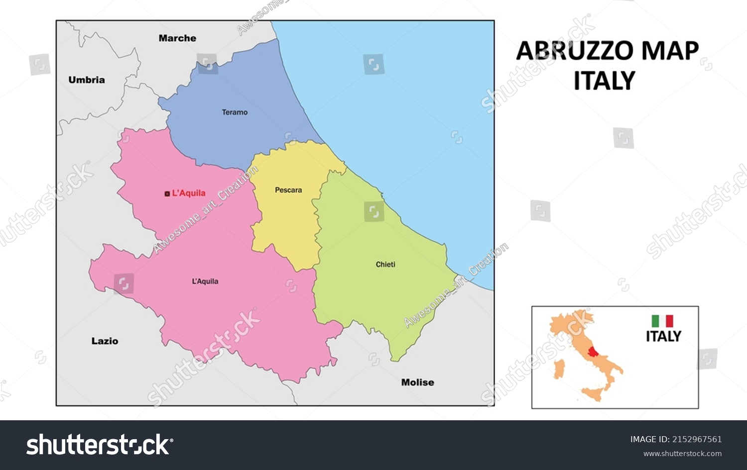 Abruzzo Map State District Map Abruzzo Stock Vector (Royalty Free ...