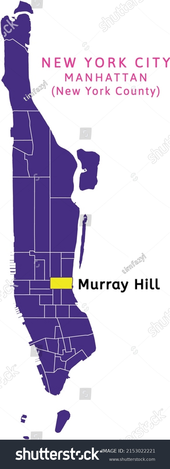 Murray Hill Neighborhood Location On Map Stock Vector (Royalty Free 