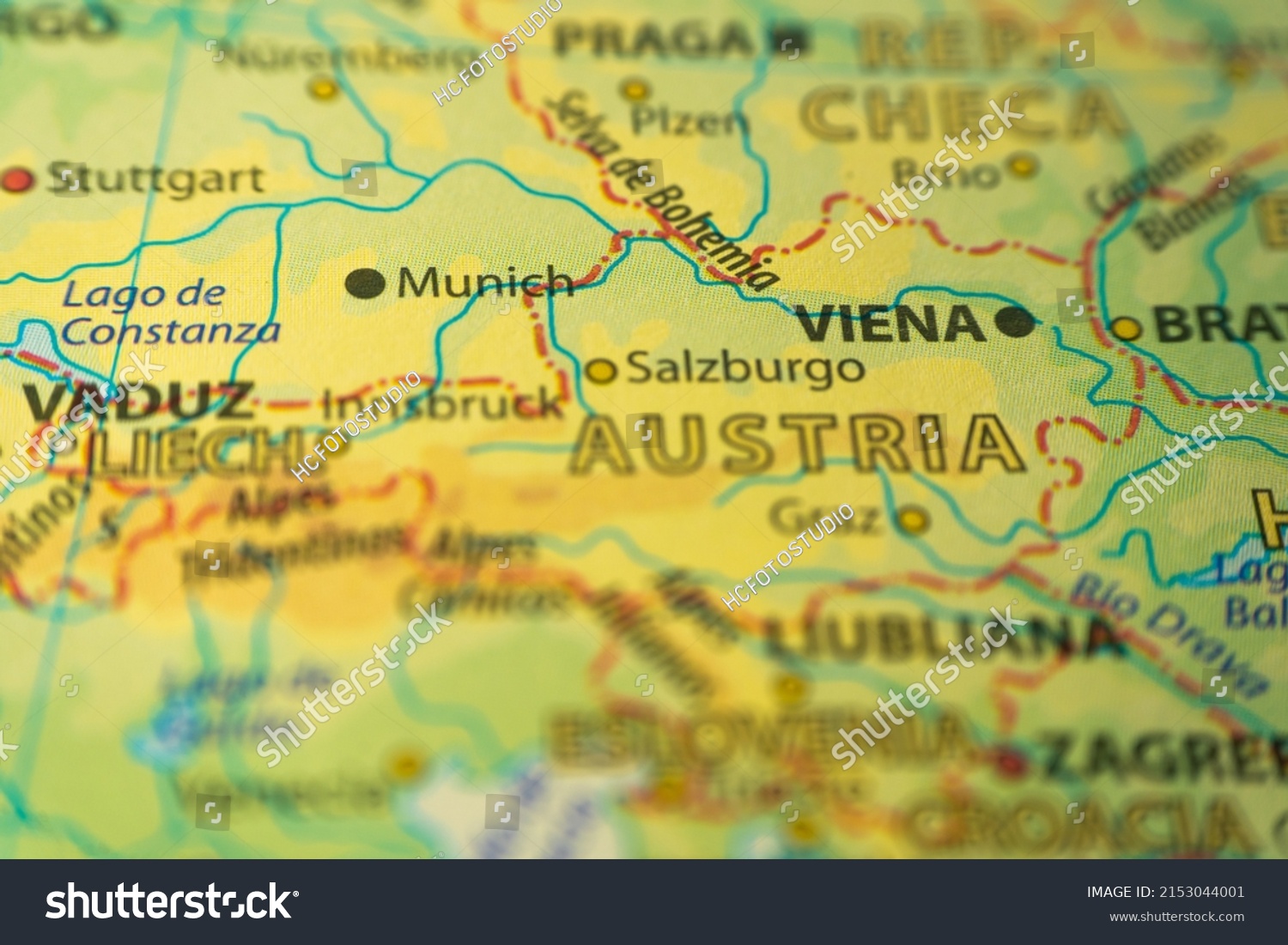 Orographic Map Republic Austria References Spanish Stock Photo ...