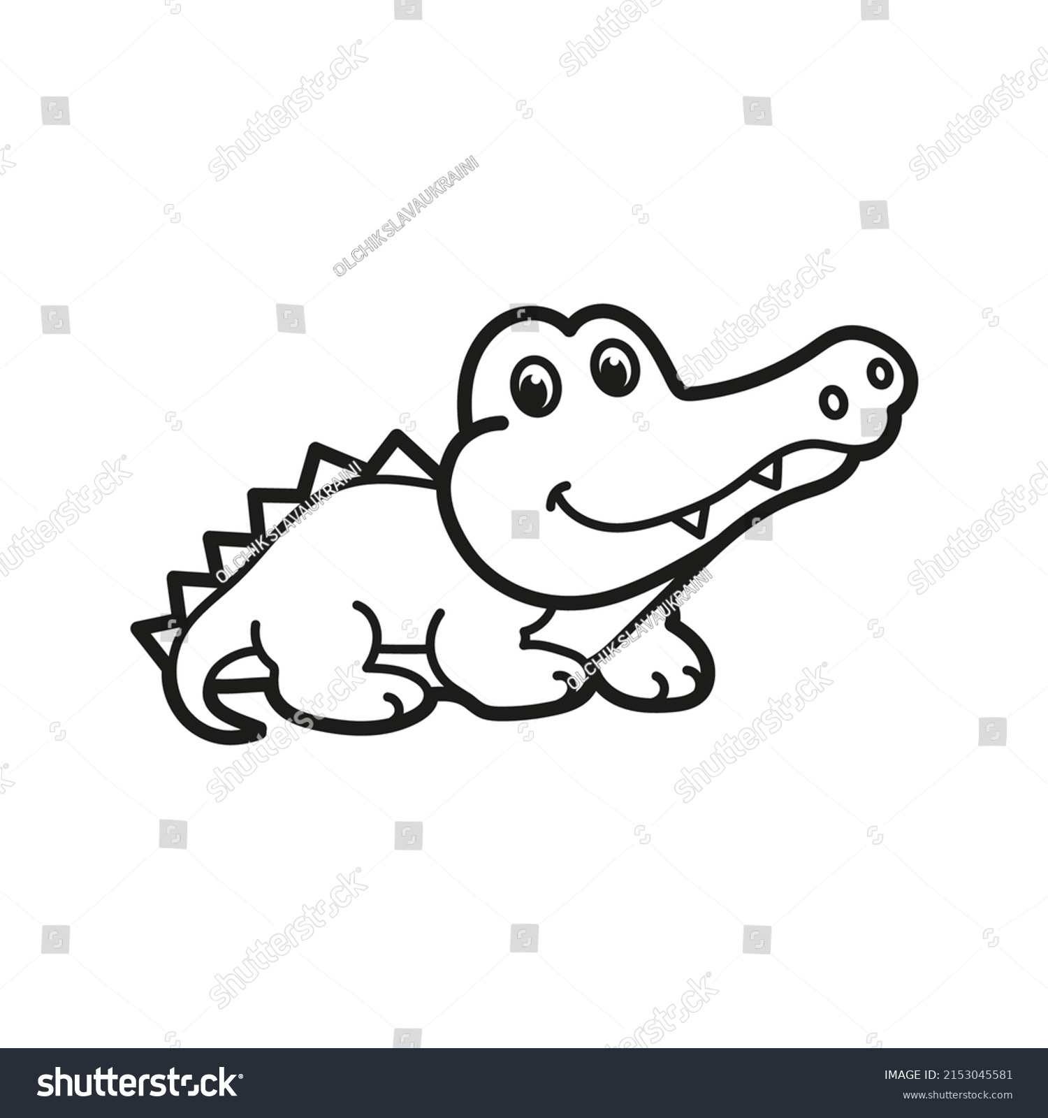 Alligator Coloring Pages Black White Picture Stock Vector (Royalty Free ...