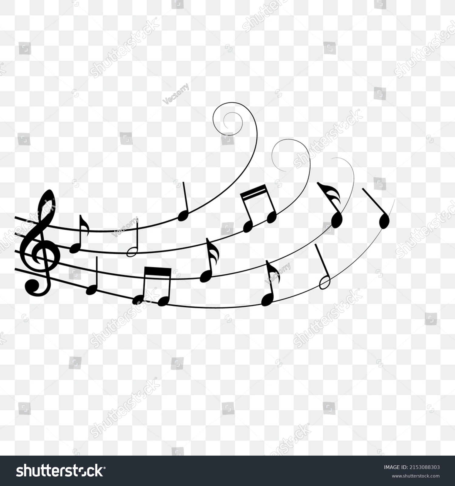 Music Notes Flowing Swirls Musical Design Stock Vector (Royalty Free ...