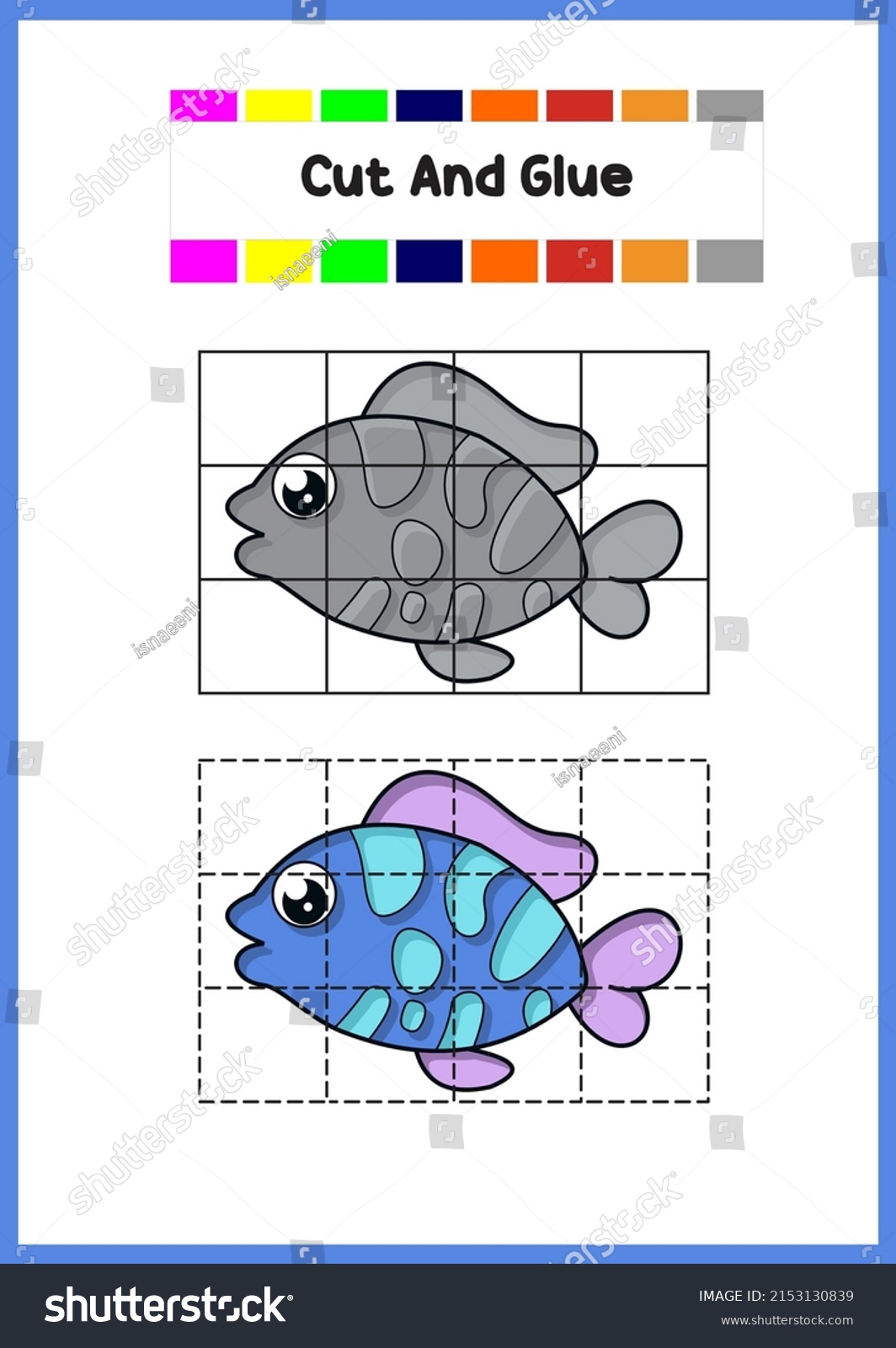 Cut Glue Kids Cute Fish Stock Vector (Royalty Free) 2153130839