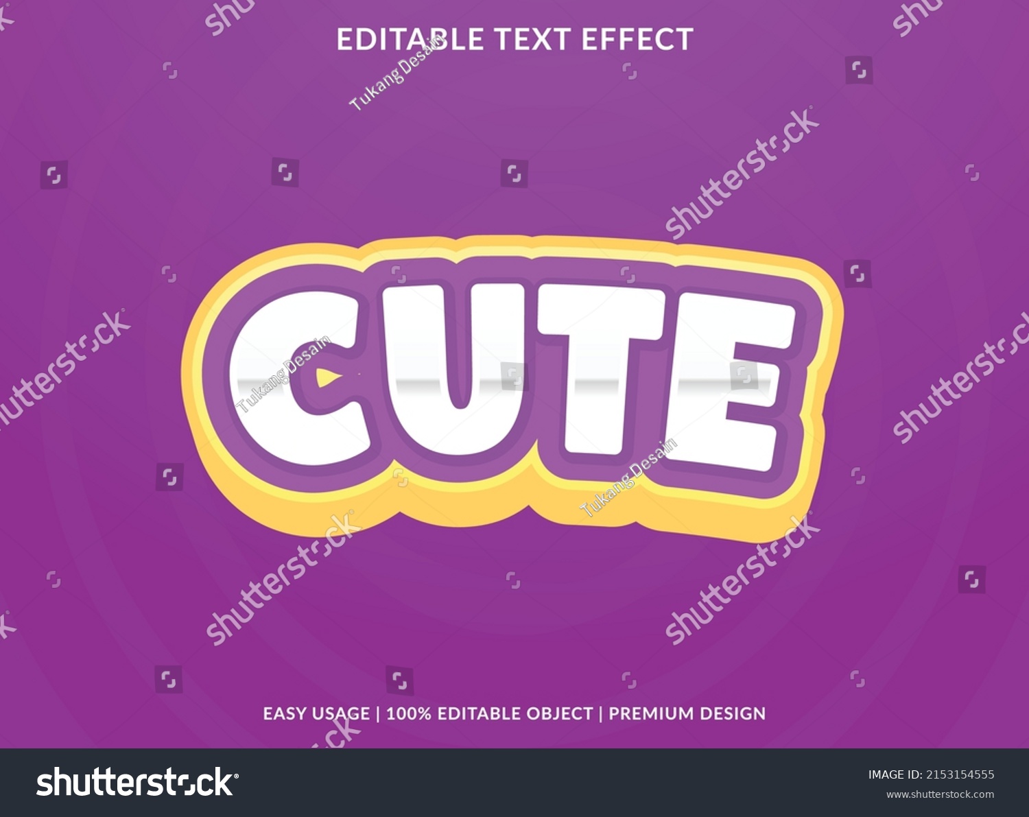 Cute Text Effect Template Editable Layout Stock Vector (Royalty Free ...