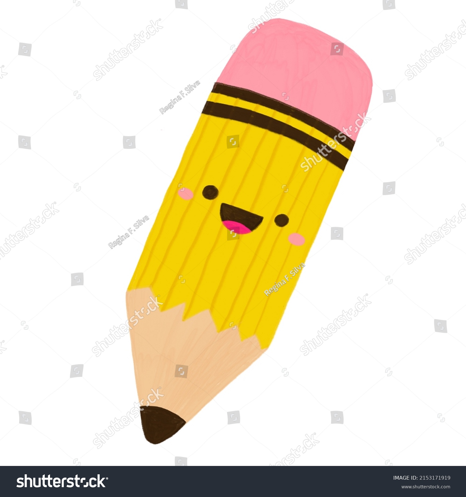 Cute Drawing Happy Smiling Pencil Stock Illustration 2153171919 ...