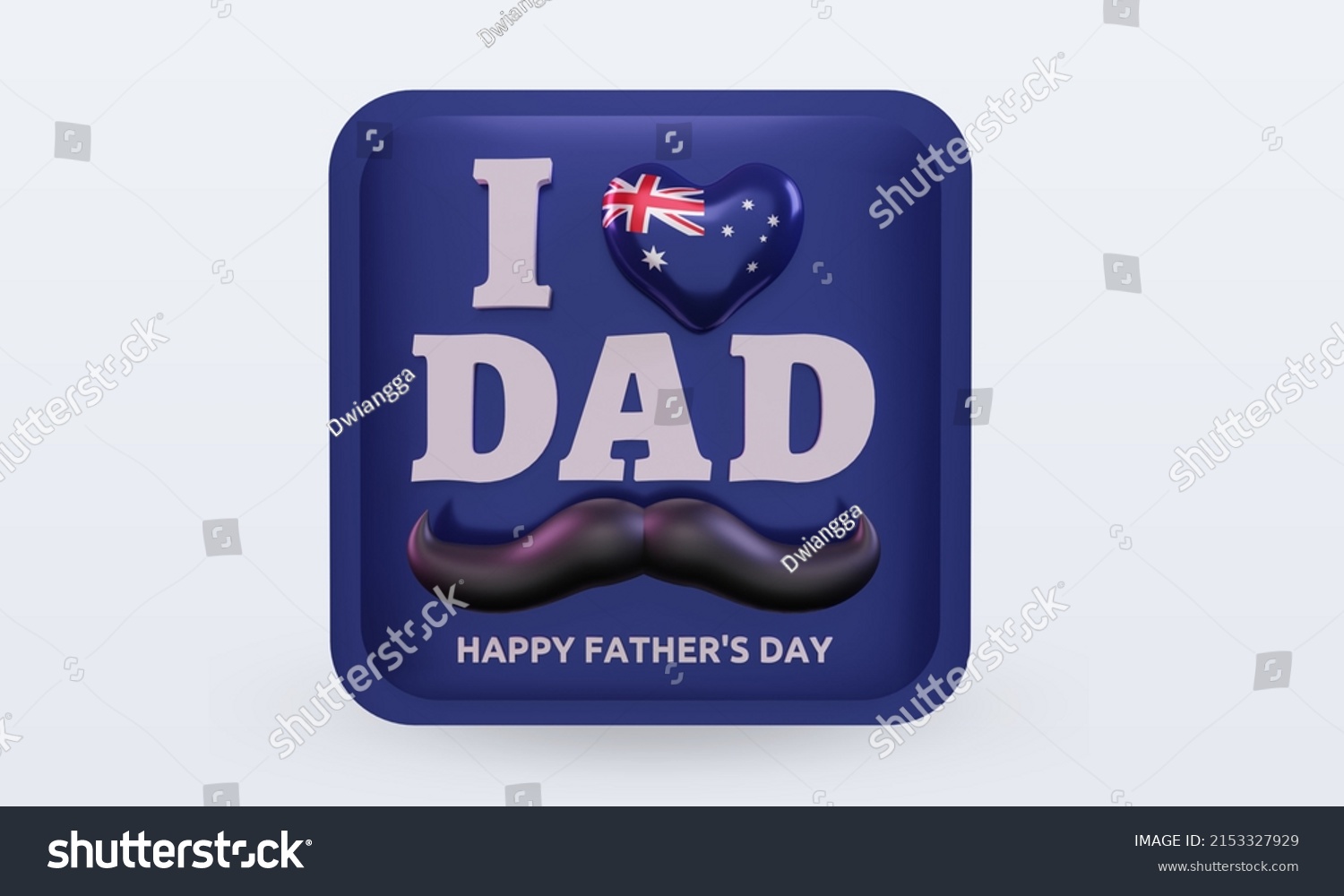 3d Fathers Day Australia Love Flag Stock Illustration 2153327929