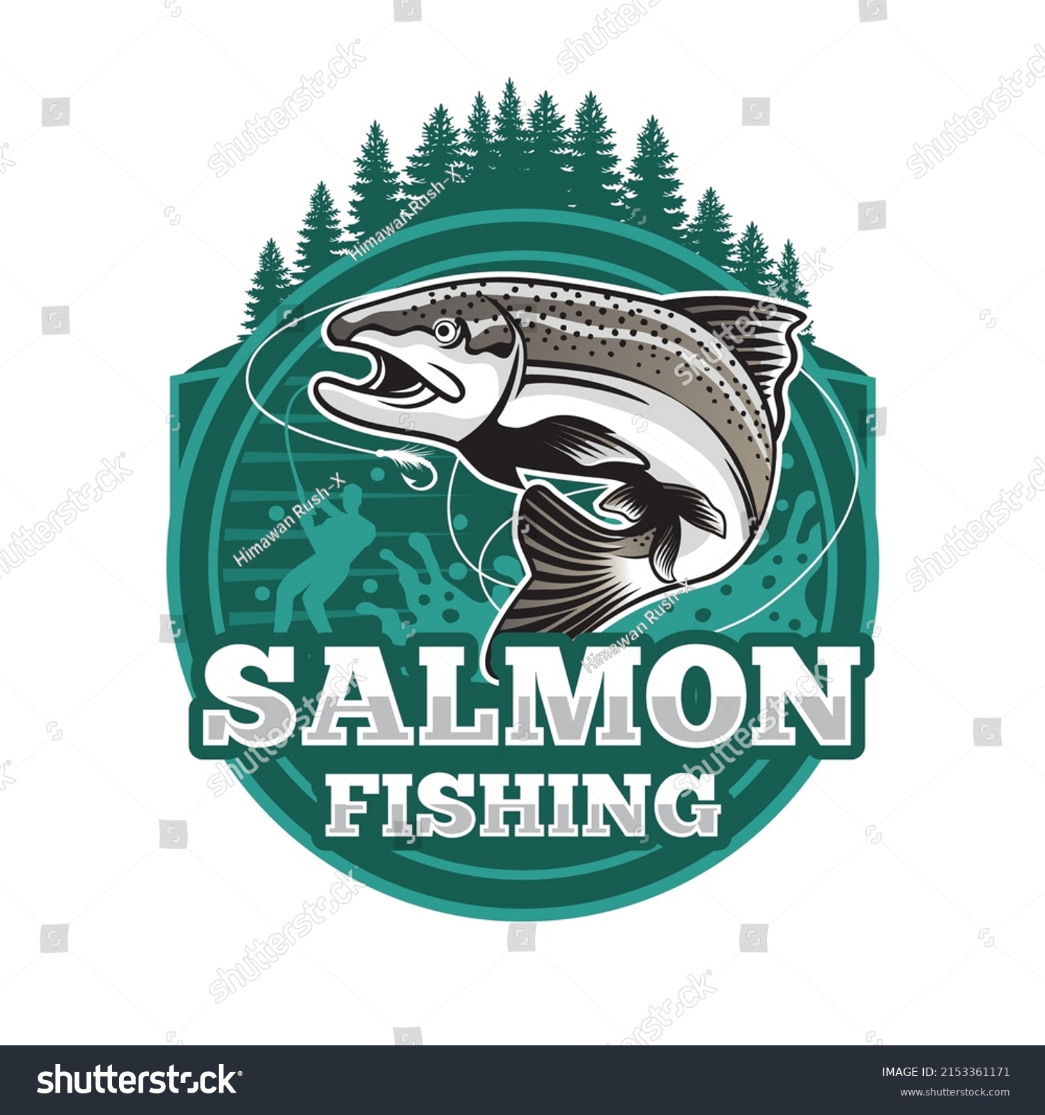 Salmon Fishing Logo Lakes Rivers Stock Vector (Royalty Free) 2153361171 ...